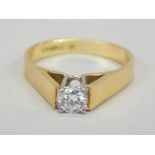 An 18ct gold diamond solitaire ring, with round brilliant stone, approx 0.35cts, 4.6g all in.