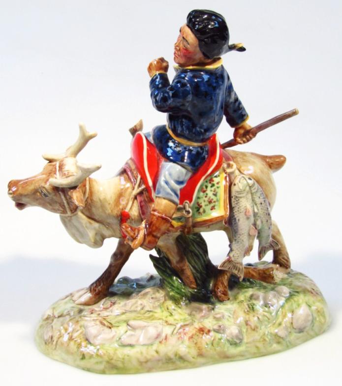 A Kevin Francis figure, The Reindeer Boy, modelled by Andy Moss, and hand painted by John Michael, - Image 2 of 3