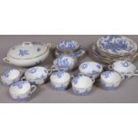 A Royal Worcester Blue Dragon pattern part dinner service, to include lidded tureen, 29cm wide,