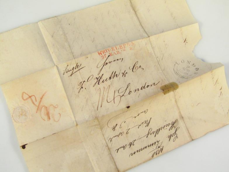 An 18thC German State Units Edinburgh letter, with black wax seal, dated 1775, probably the 8th June - Image 3 of 4