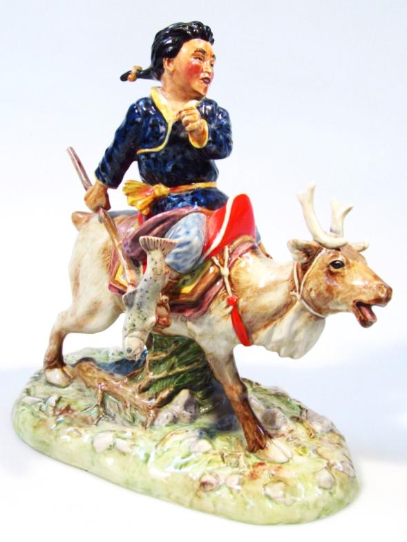 A Kevin Francis figure, The Reindeer Boy, modelled by Andy Moss, and hand painted by John Michael,