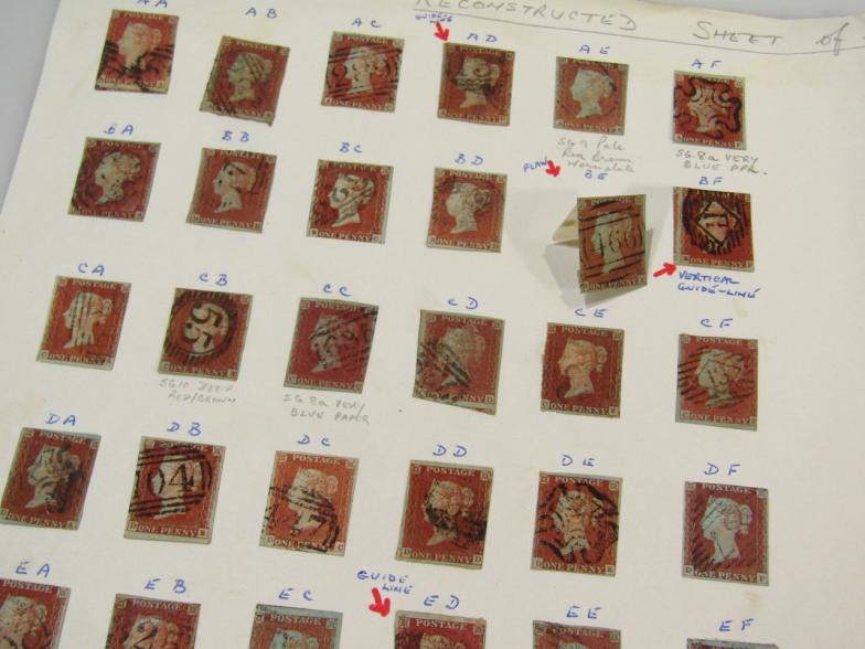 Various Victorian stamps, reconstituted sheet of 1d reds, 1841 to include AA BA, some with - Image 2 of 3