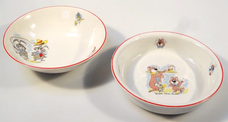 A Ridgway Potteries Huckleberry Hound bowl, polychrome decorated with red outline, printed marks