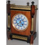 A late 19thC polished mahogany Aesthetic period mantel clock, with 12cm dia. Arabic enamel finish