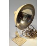 A Pifco bygone hand held infrared radiant heat lamp, with painted chrome finish shade and metal