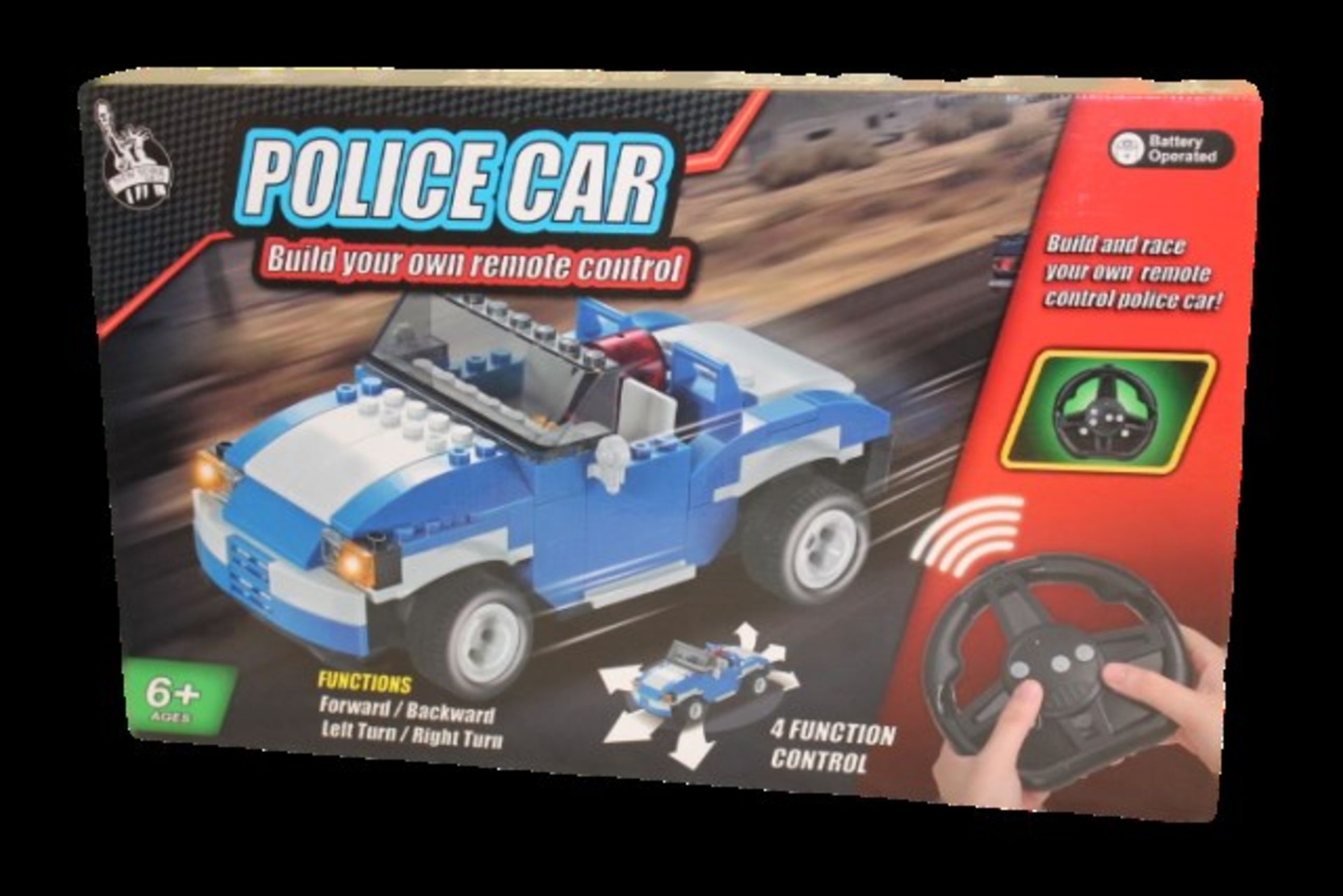 V Brand New Radio Controlled Build your own Police Car Full fuction r/c Matches Lego RRP £49.99 X  2