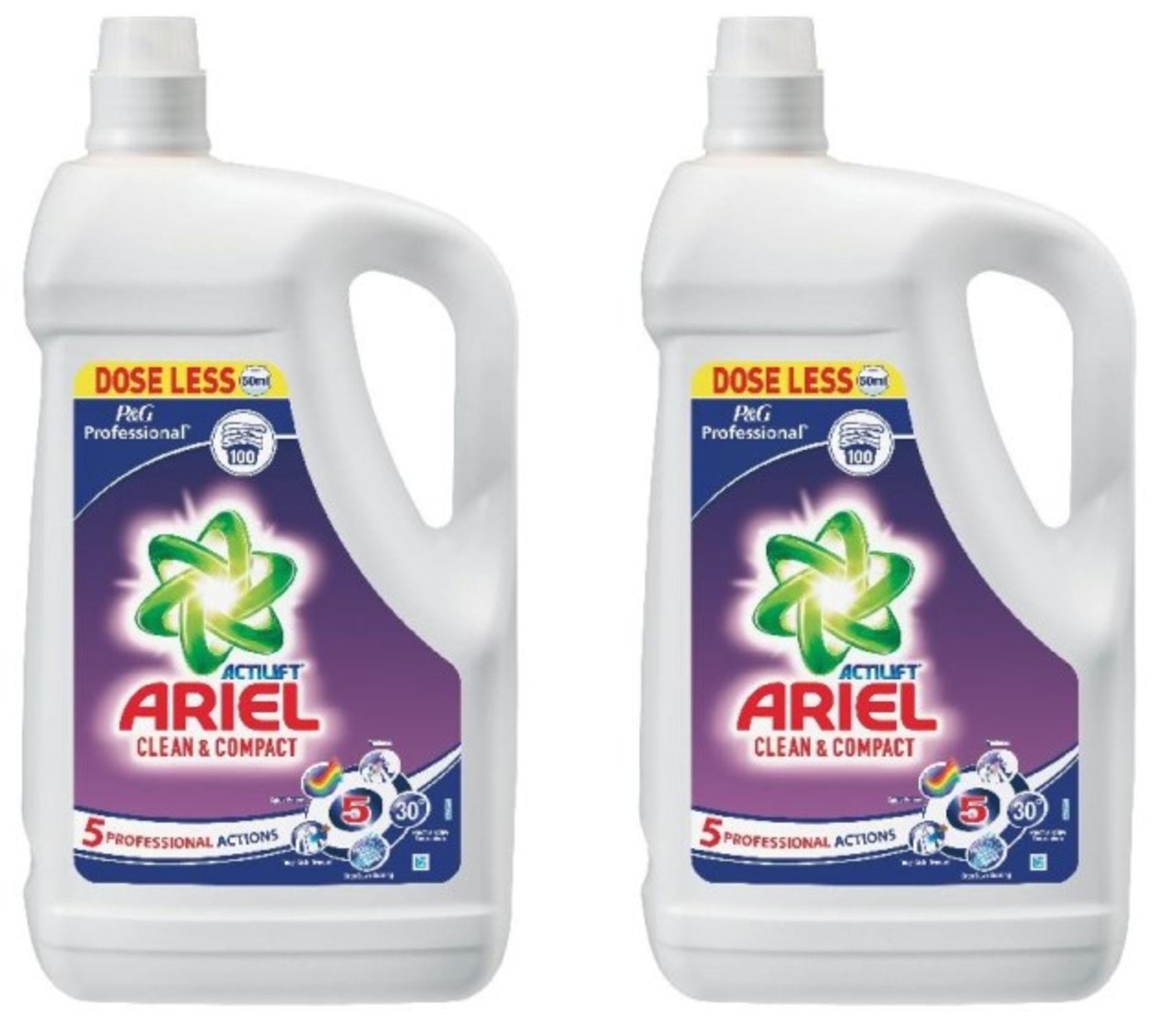 V Brand New Ariel Liquid 5L Colour 5 Professional Actions Duo Pack 200 Washes RRP: £53.98