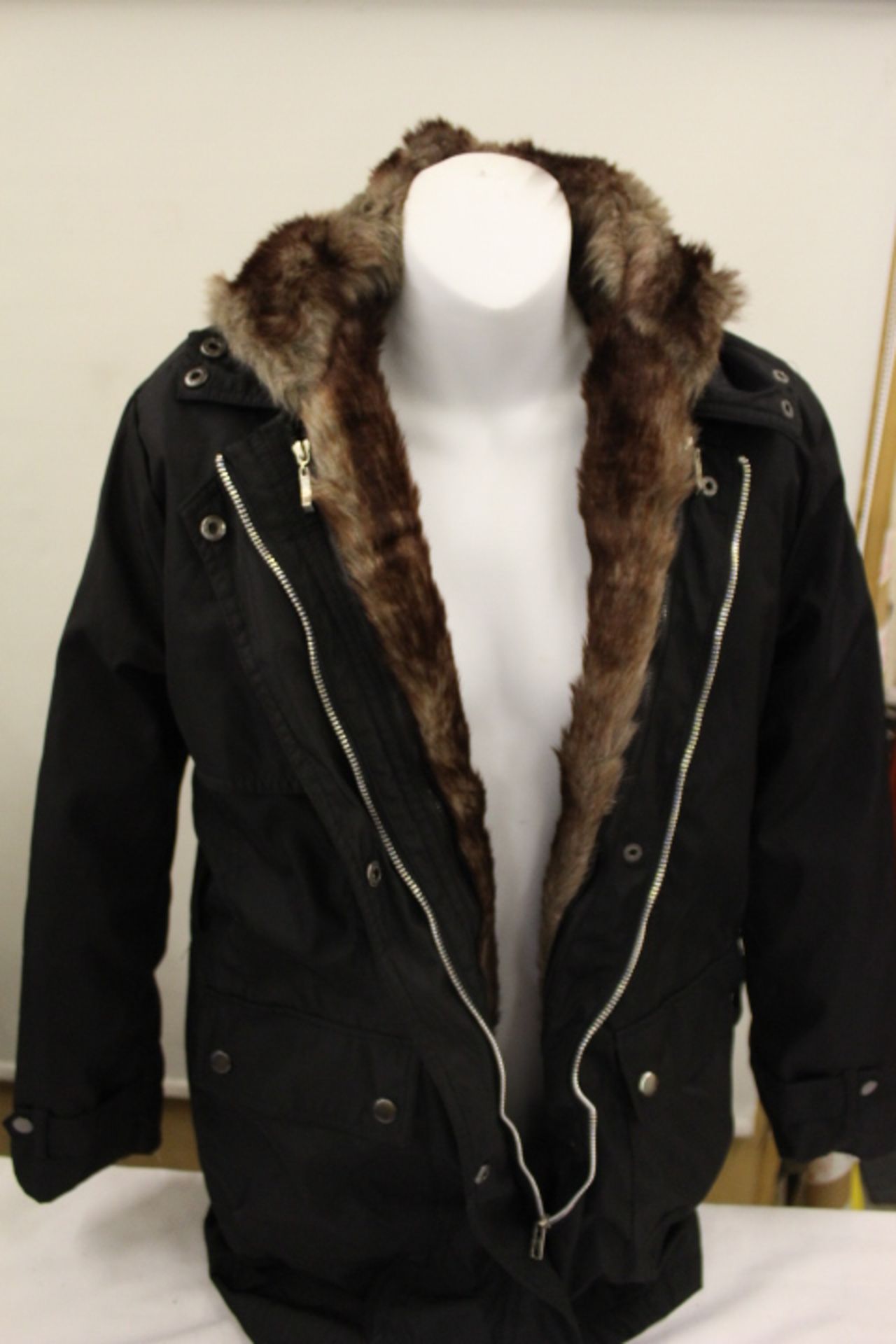 Brand New COATS PARKA Fur Lined Hood Black Various Fur Size M - Image 2 of 3