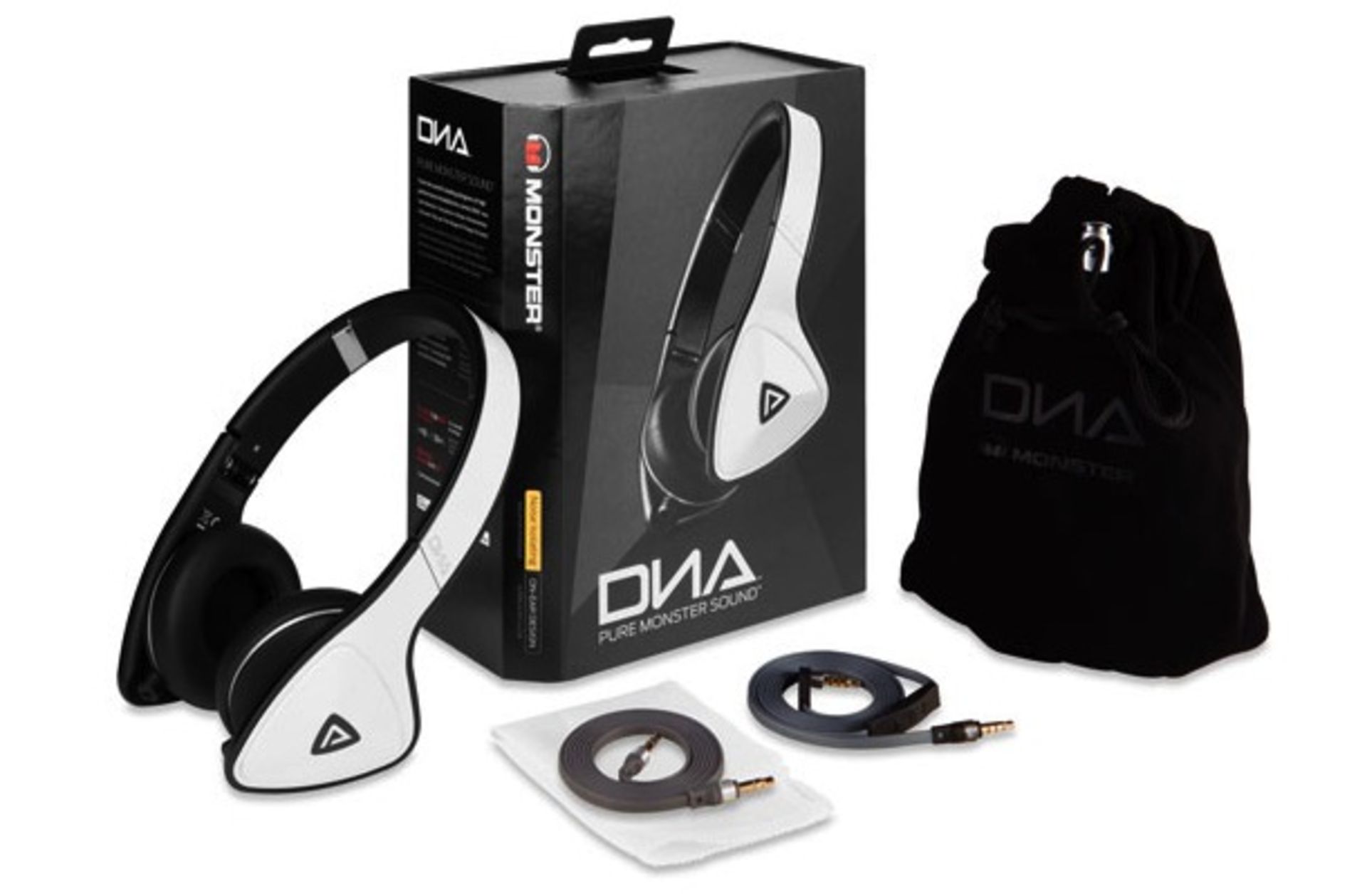 V Brand New Monster DNA Pro Over Ear Superior Noise Isolating HeadPhones White Tuxedo RP £244.99