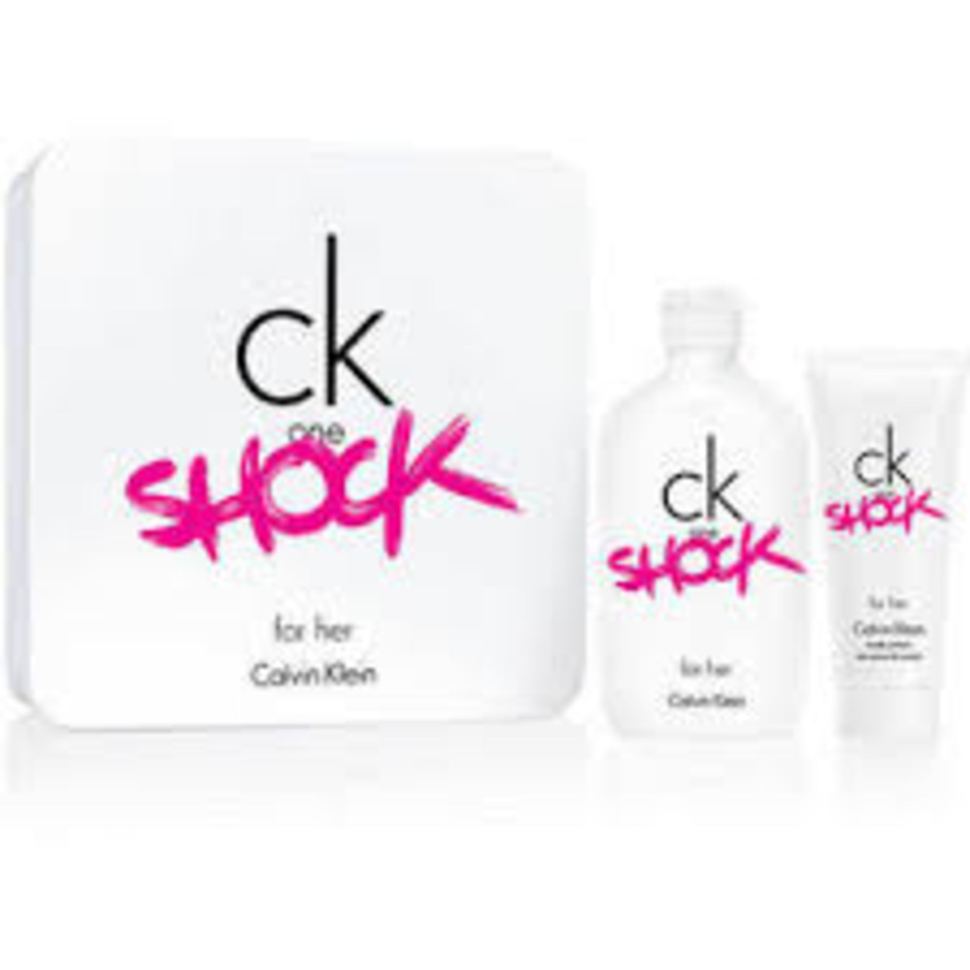 V Brand New Calvin Klein - CK one Shock for her EDT spray and body lotion boxed gift set RP £35.40