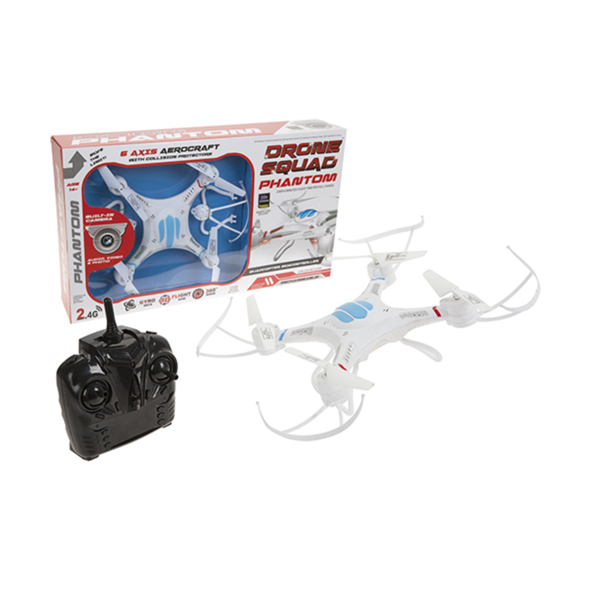 V Brand New 6 Axis Drone Squad Phantom Quadcopter with Built In Camera & 2gb Memory Card/Collision