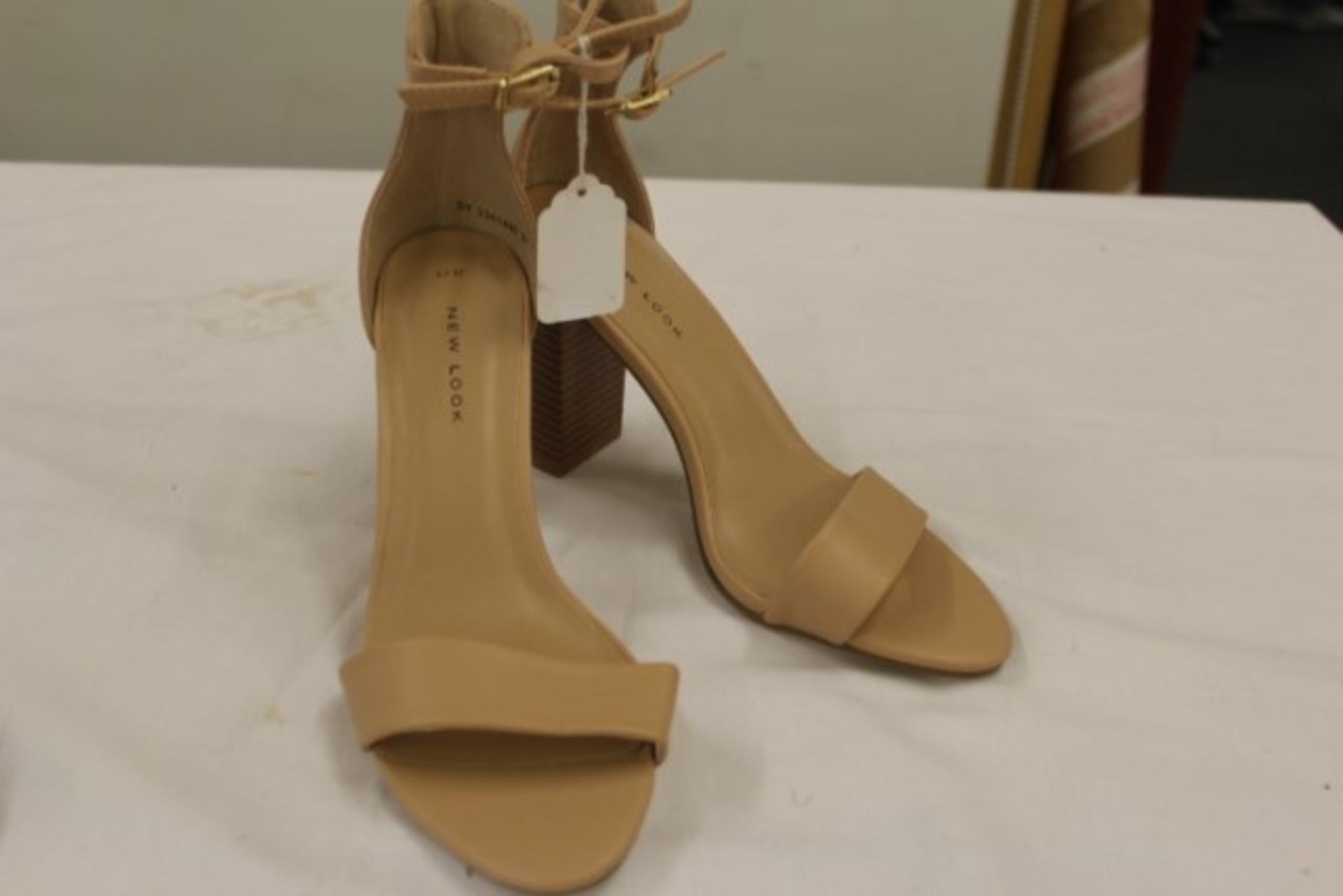 Grade U Pair New Look Beige Coloured High Heels Size 4