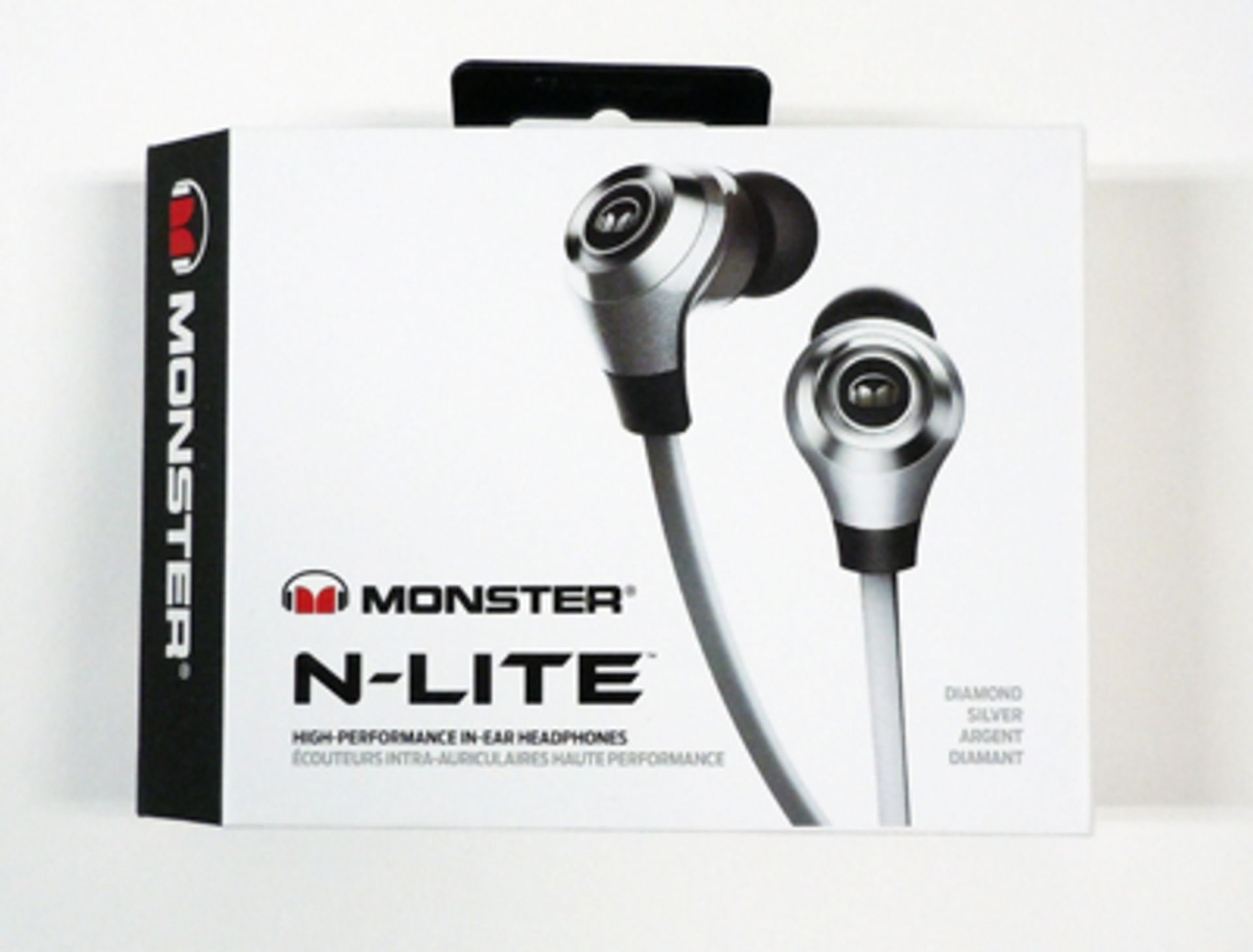 V Brand New Monster N-Lite High Performance In-Ear Headphones In Silver RRP49.99 X 2 Bid price to be