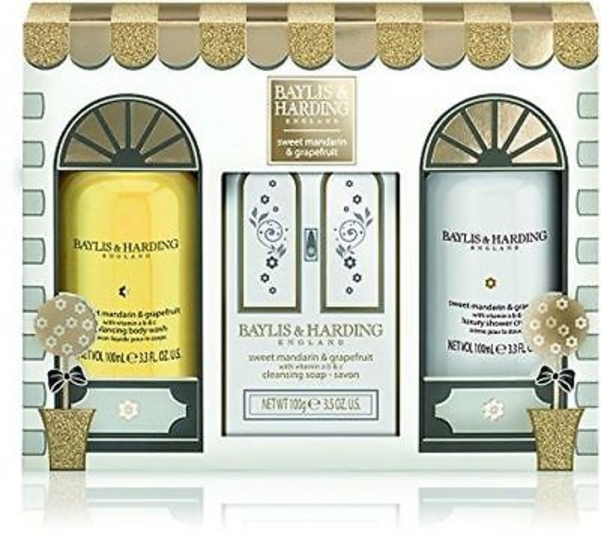 V Brand New Baylis & Harding Sweet Mandarin & Grapefruit Trio Set Balancing Body Wash 100ml -