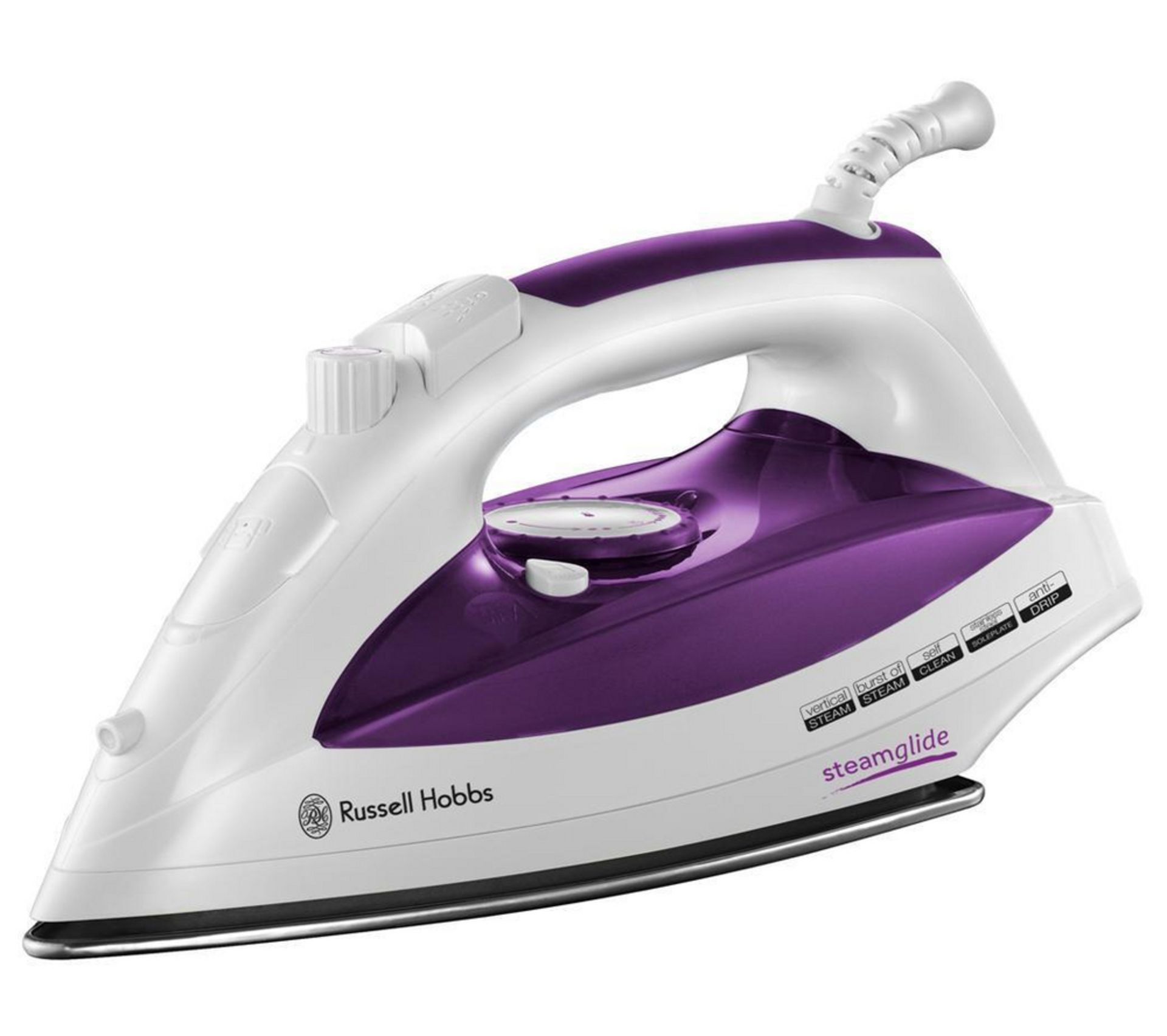 V Brand New Russell Hobbs Steamglide Iron 2400W - Stainless Steel Plate - Self Clean- Anti Drip - IS