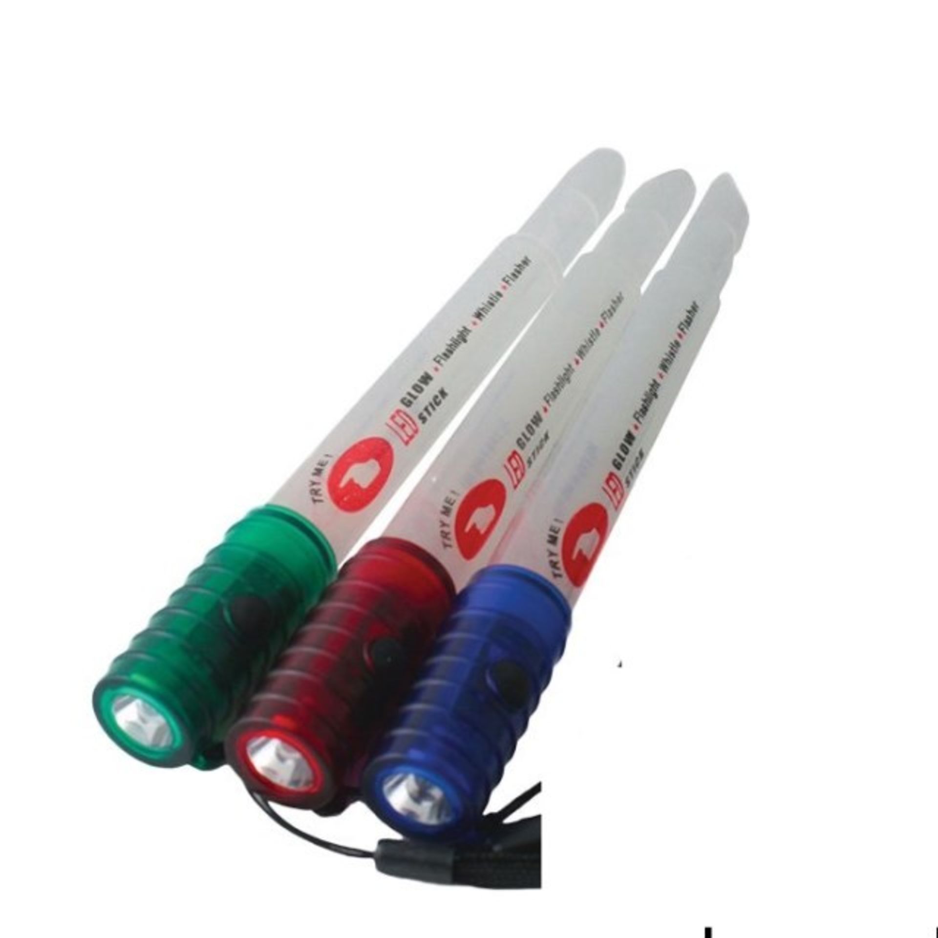 V Brand New Three LED Glowstick Torches With Emergency Whistle and 3 Light Settings Includes - Image 2 of 4