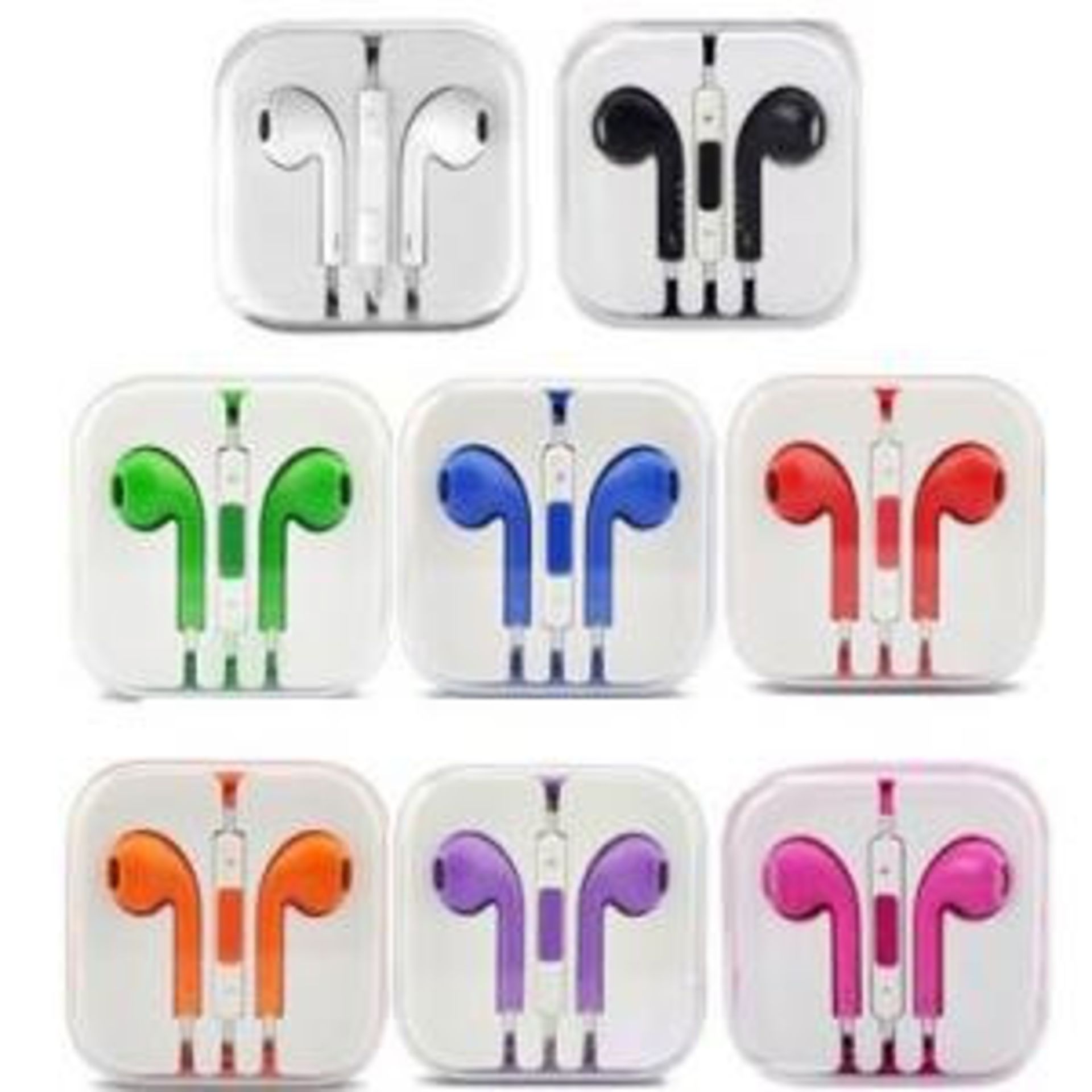 Brand New Two Pairs Of Multi-Coloured Earbud Earphones With Hard Plastic Case (You Will Get Two
