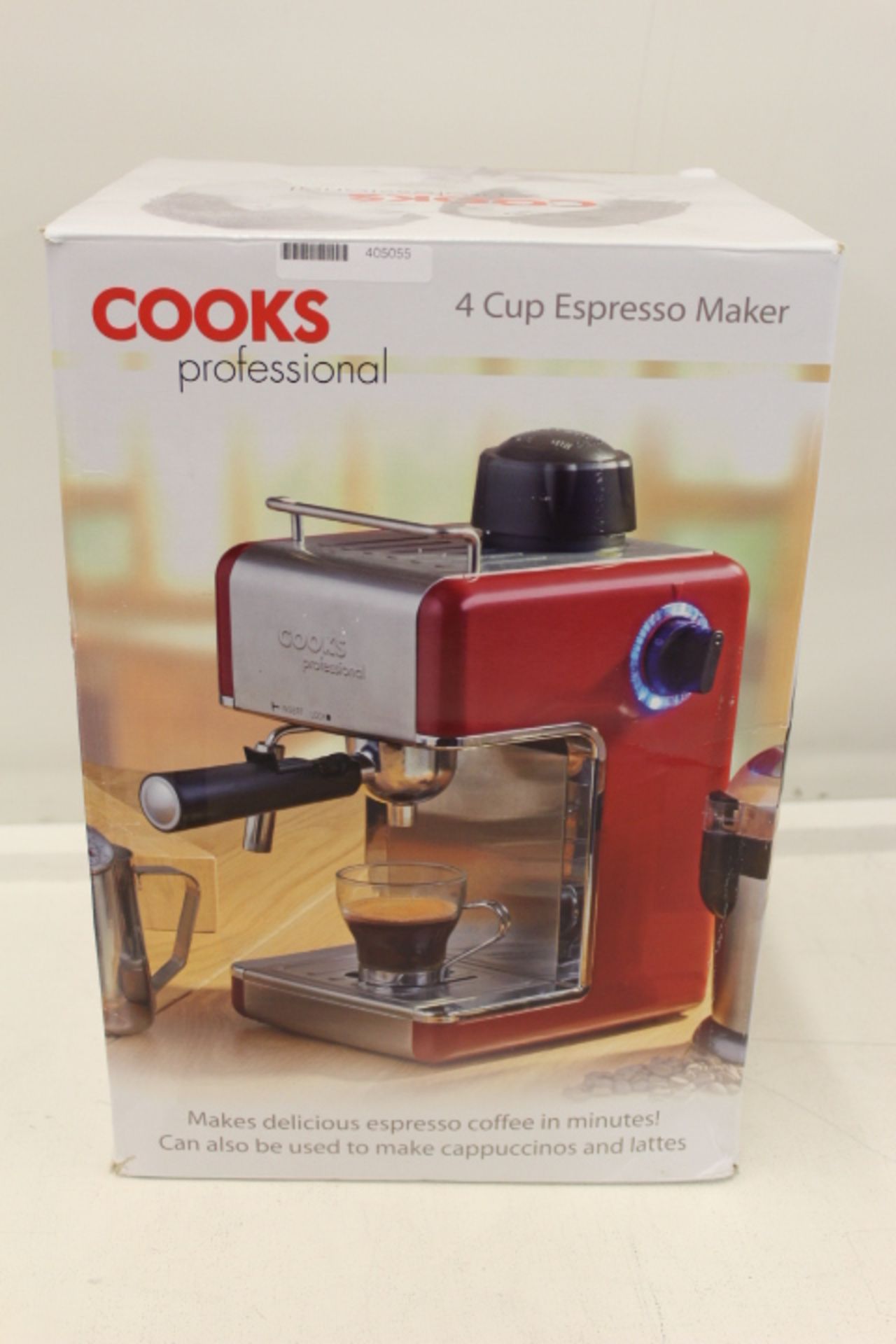 V Grade U Cooks Professional Red Four Cup Espresso Maker