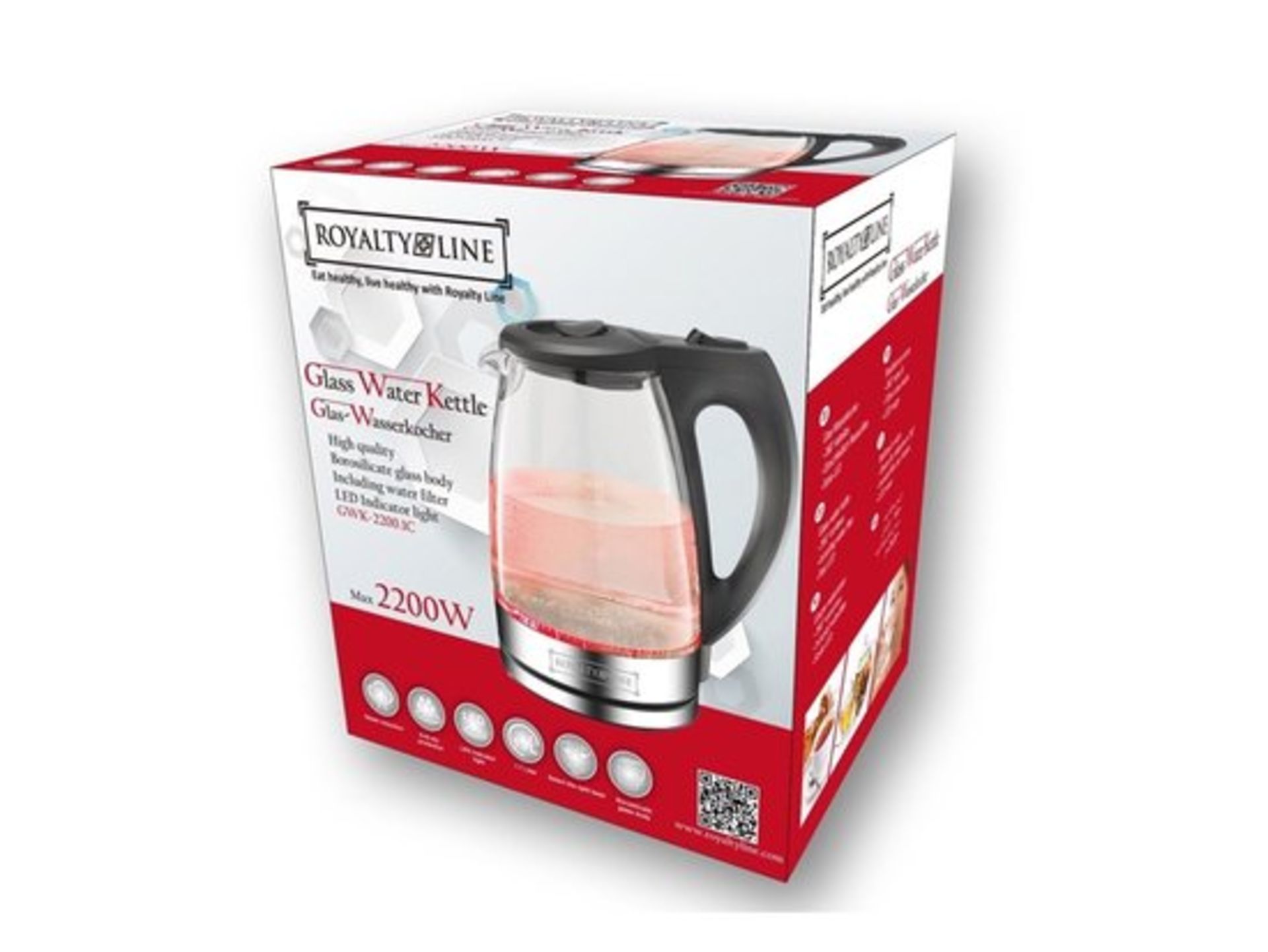 V Brand New Royalty Line Glass Water Kettle With Biosilicate Glass Body & Water Filter Colour May