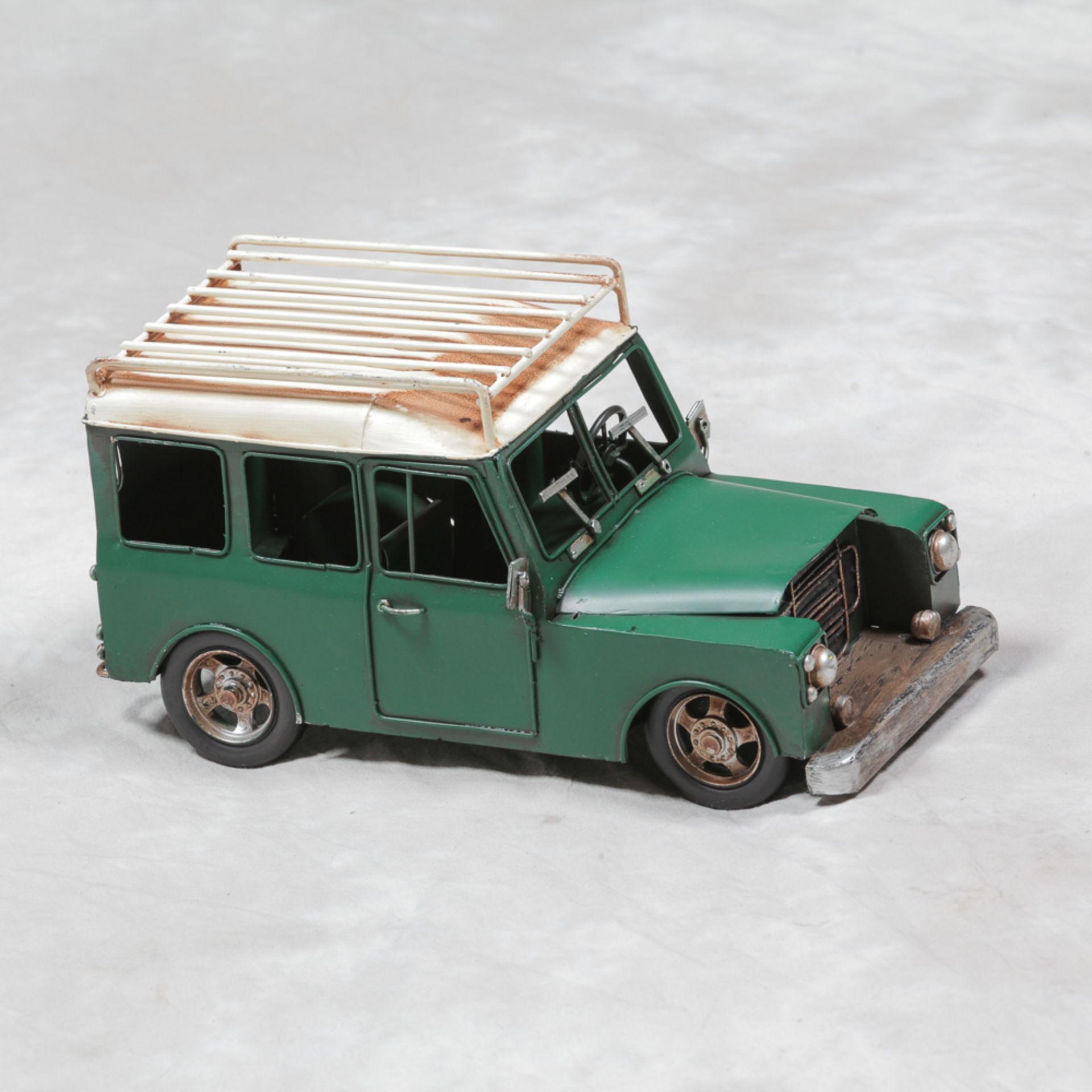 V Brand New Antiqued Metal Green 4x4 Off Road Vehicle