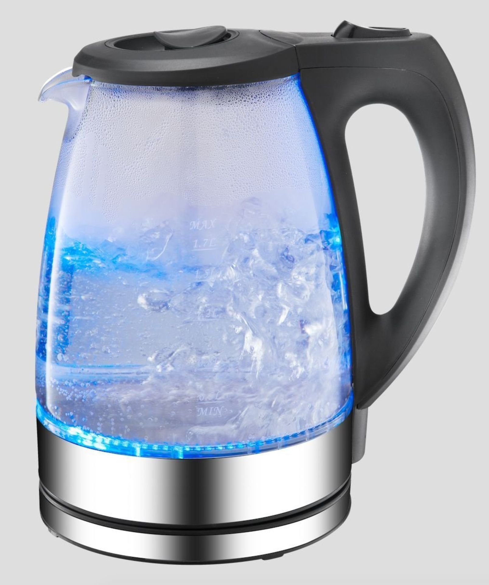 V Brand New 2200W Glass LED Water Kettle With Borosilicate Body & Water Filter Anti Dry Protection