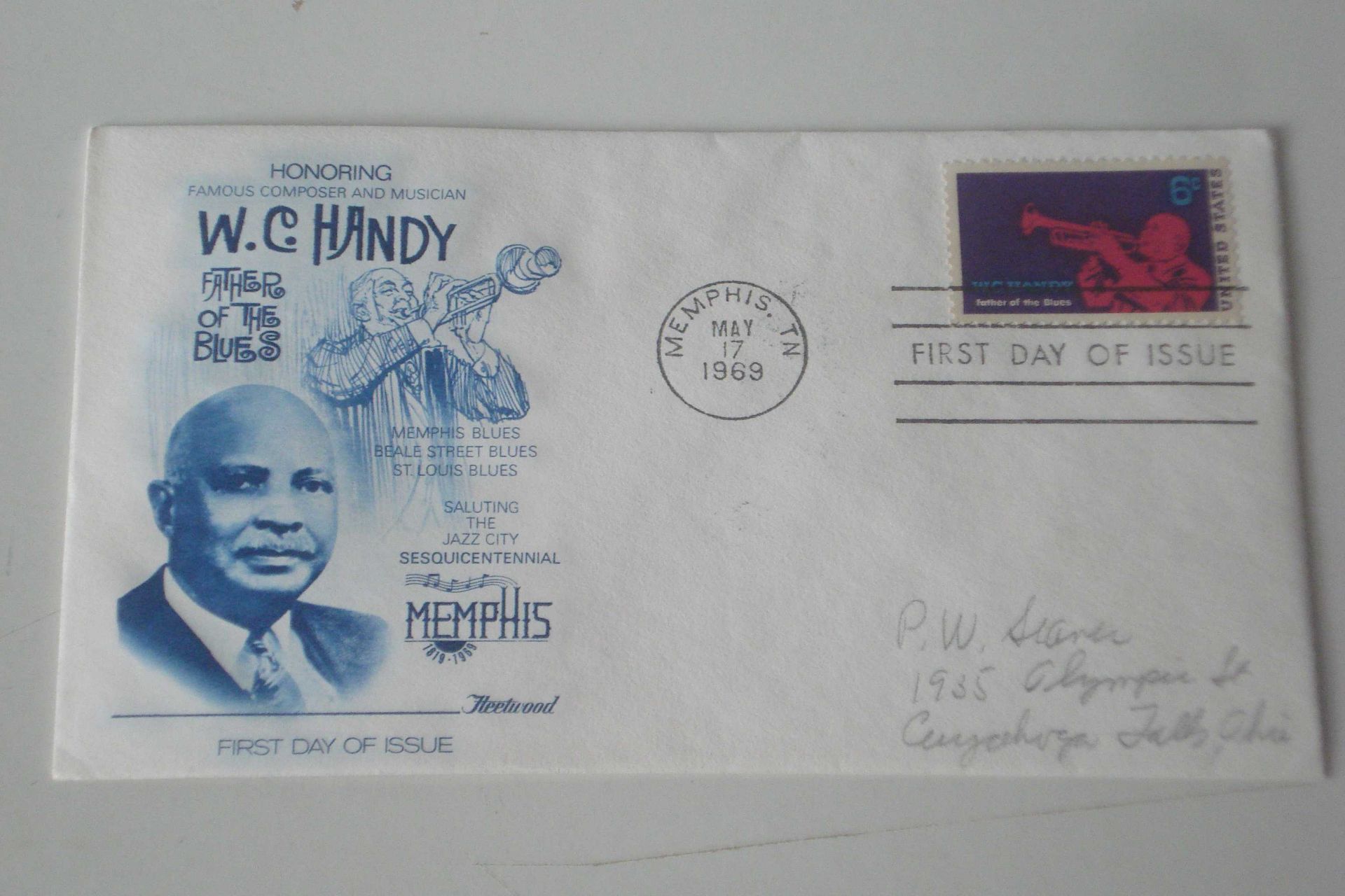 Honoring W C Handy 1969 USA first day of issue commemorative stamp cover