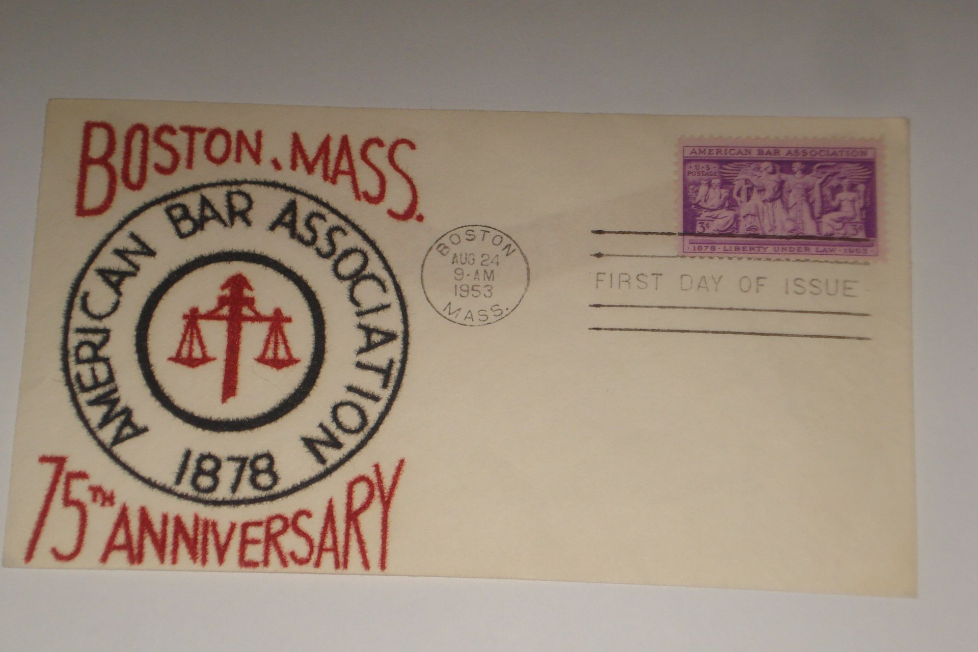 American Bar Association 75th anniversary 1953 USA first day of issue commemorative stamp cover