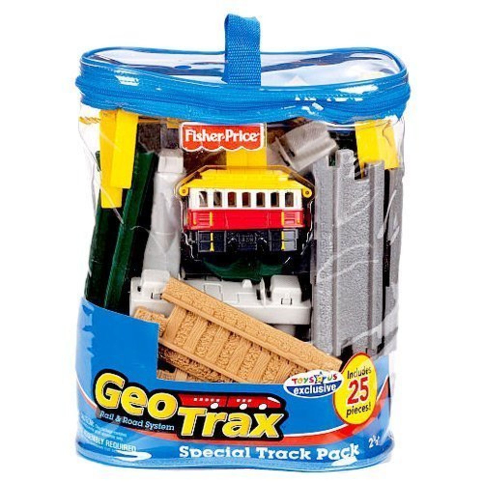 V *TRADE QTY* Grade A Fisher-Price GeoTrax Special Track Pack incl. 25 Pieces In Carry Case RRP £