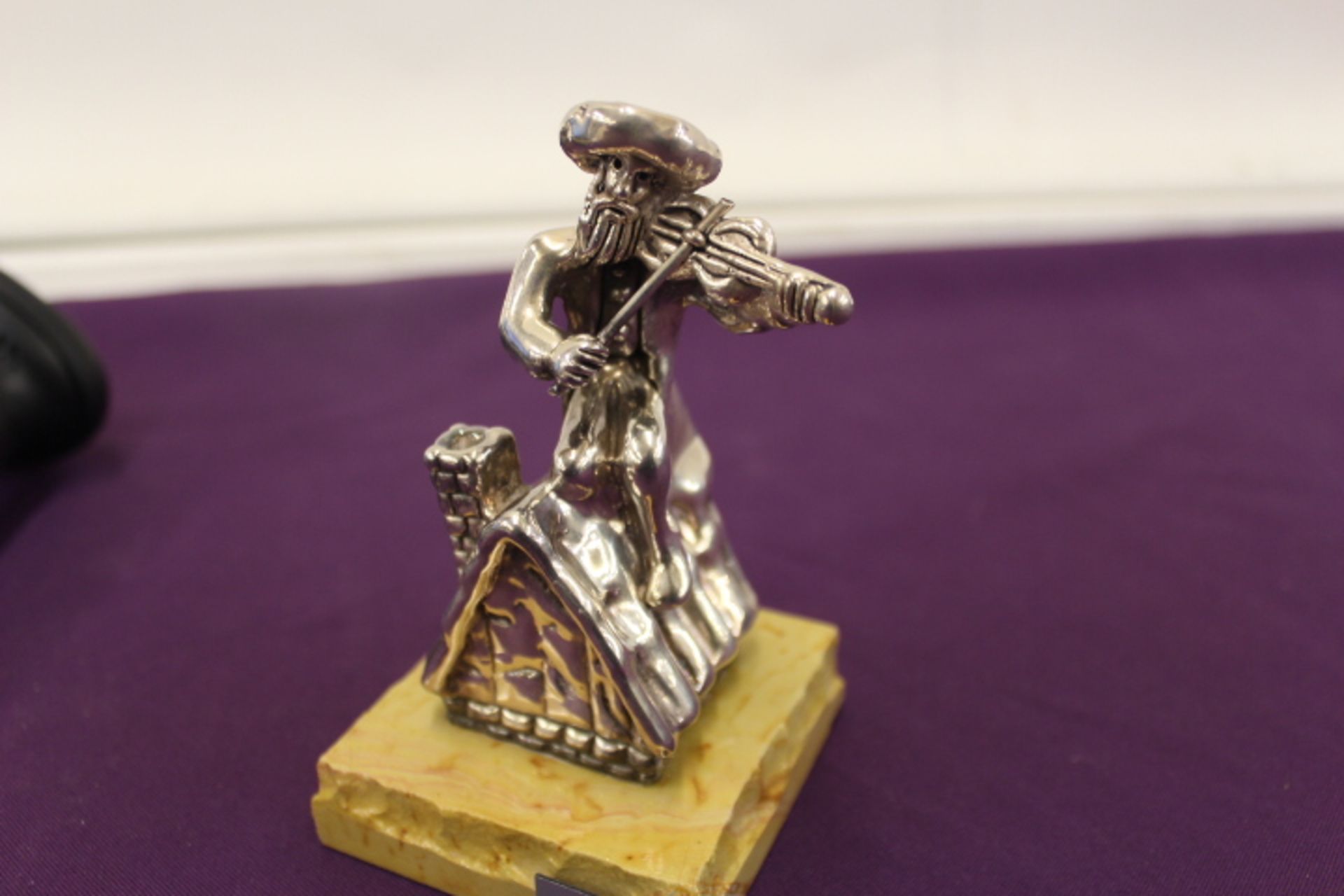 Silver Fiddler On The Roof Statue Marked 925