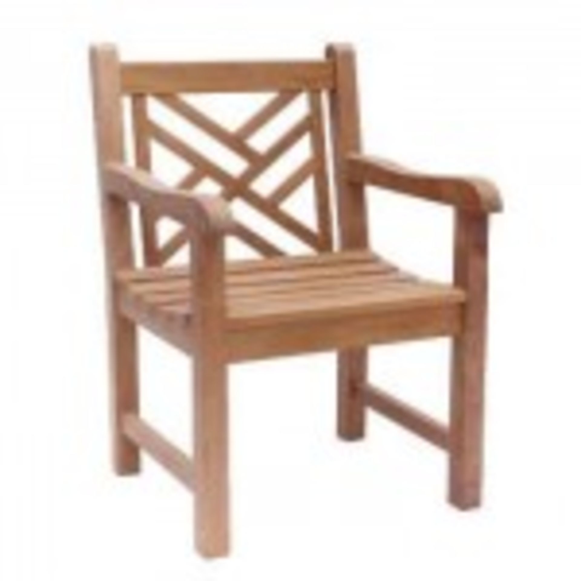 V Brand New Teak Crossback Arm Chair / dimensions 61 x 66 x 94/ Sit NOTE: Item Is Available Approx 5