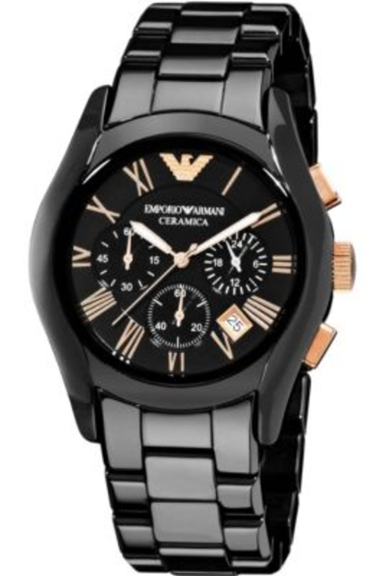 Brand New Emporio Armani AR1410 Rose Gold Ceramica Watch RRP £499