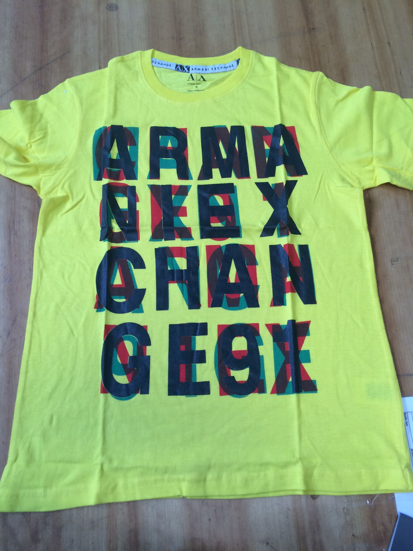 V Brand New 1 in a Pack Armani exchange T shirt / Yellow NOTE: Item is Available Approx 5 Days