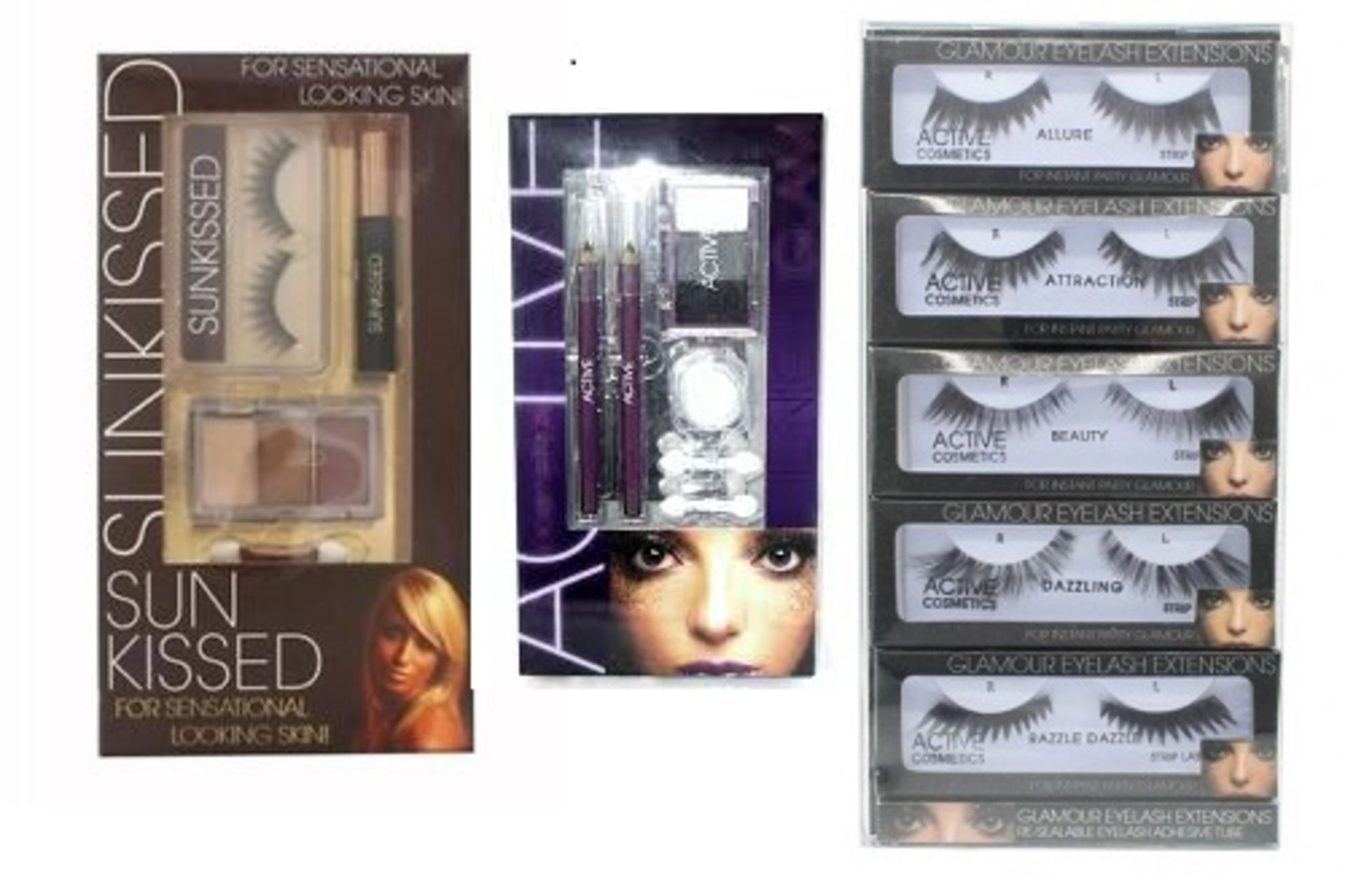 V Brand New Three Cosmetic Gift Sets Being Midnight Glamour, Sunkissed Liquid Gold And 5 Eye Lash