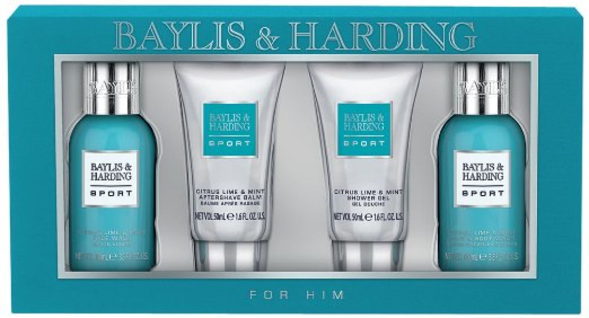 V *TRADE QTY* Brand New Baylis & Harding Men's Citrus Lime & Mint Four Piece Gift Set RRP: £16 X