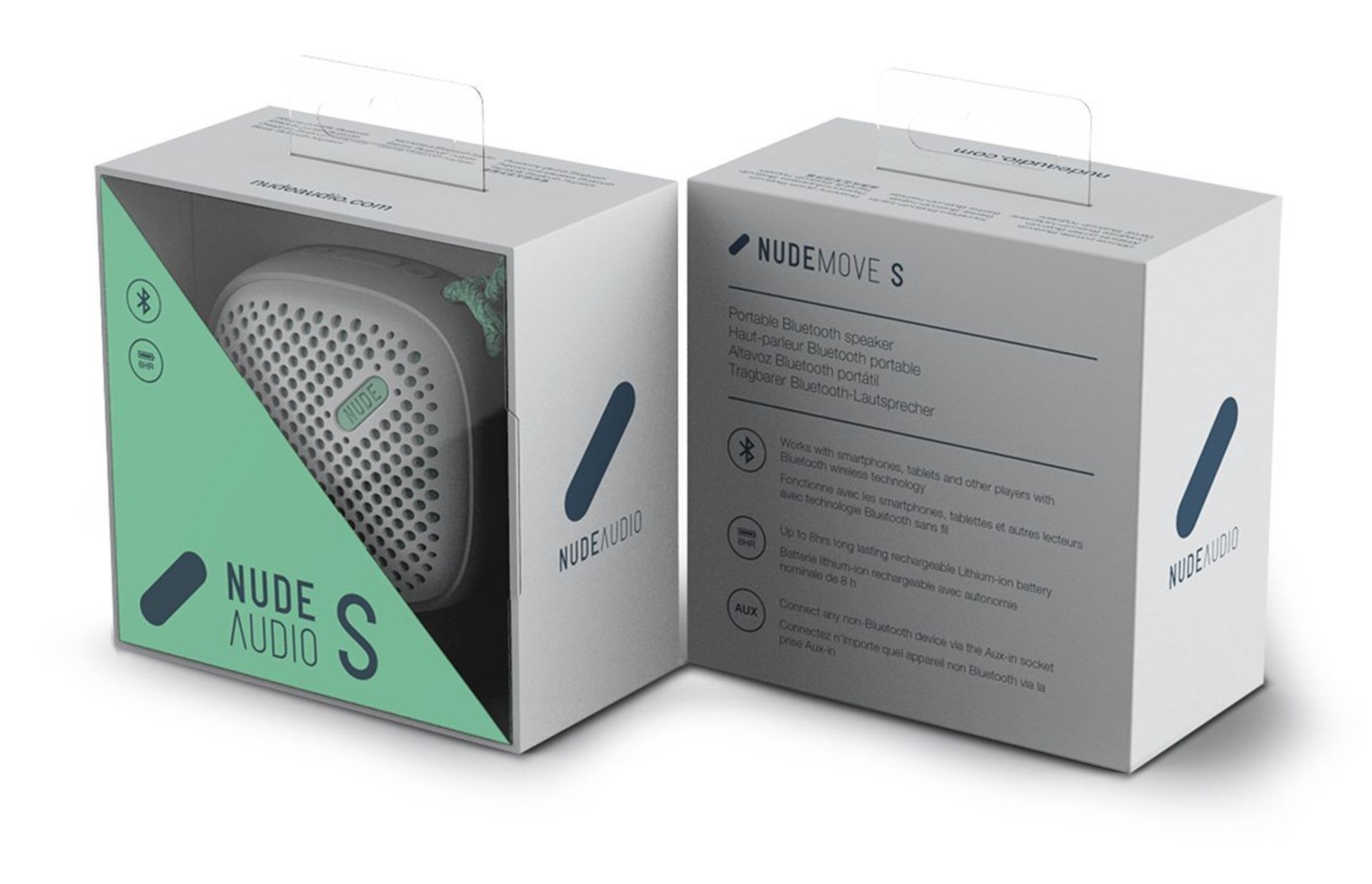 V Brand New Nude Audio Move S Bluetooth Speaker Grey/Green With 8hr Battery Life And AUX Socket - Image 2 of 2