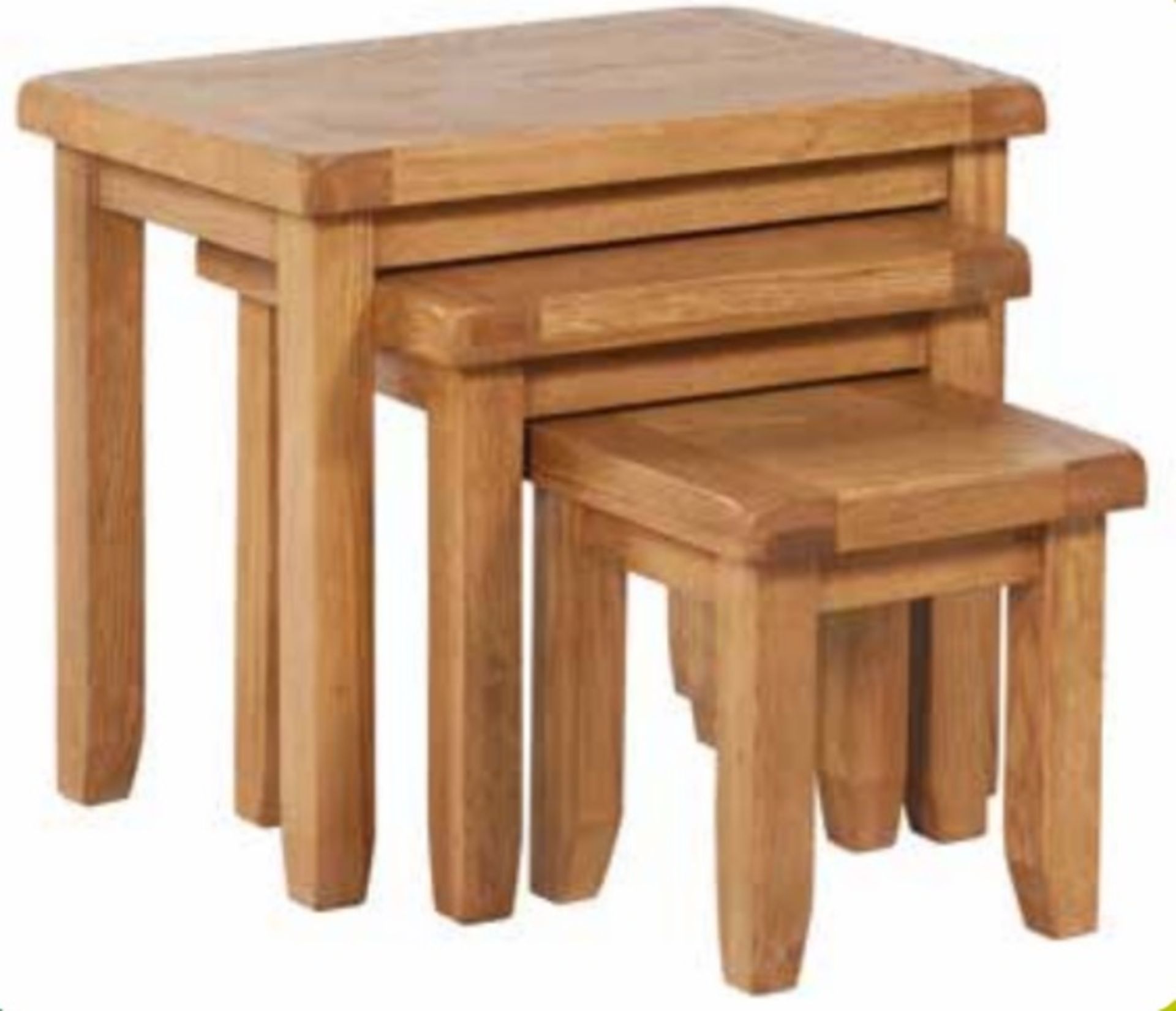 V Brand New Chiswick Oak Nest of Three Tables ISP £219.00 (similar at furnituredirectory.co.uk)