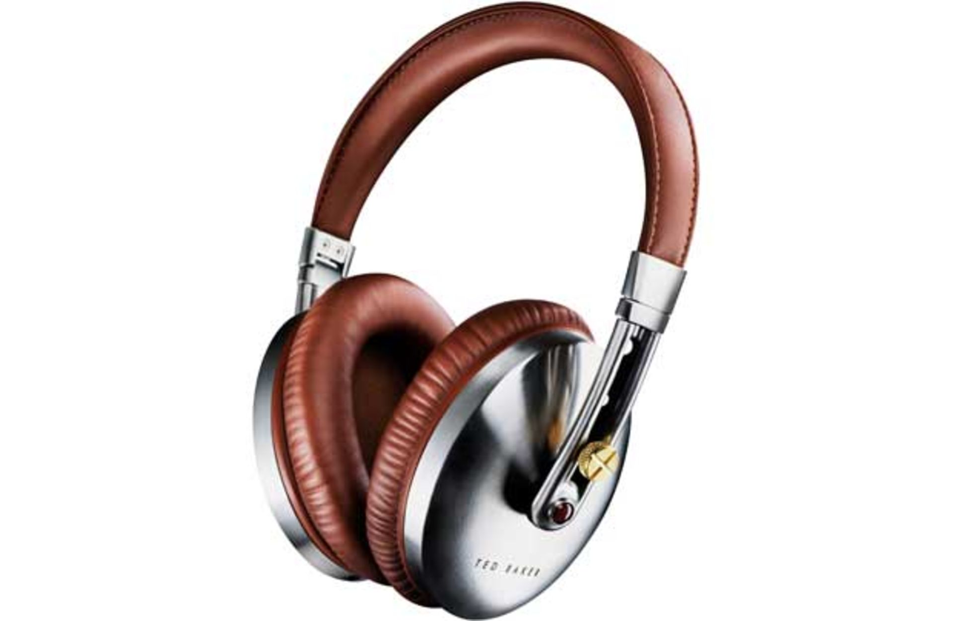 V Brand New Ted Baker Rockall High Performance Folding Over Ear Headphones Brown/Silver Brushed