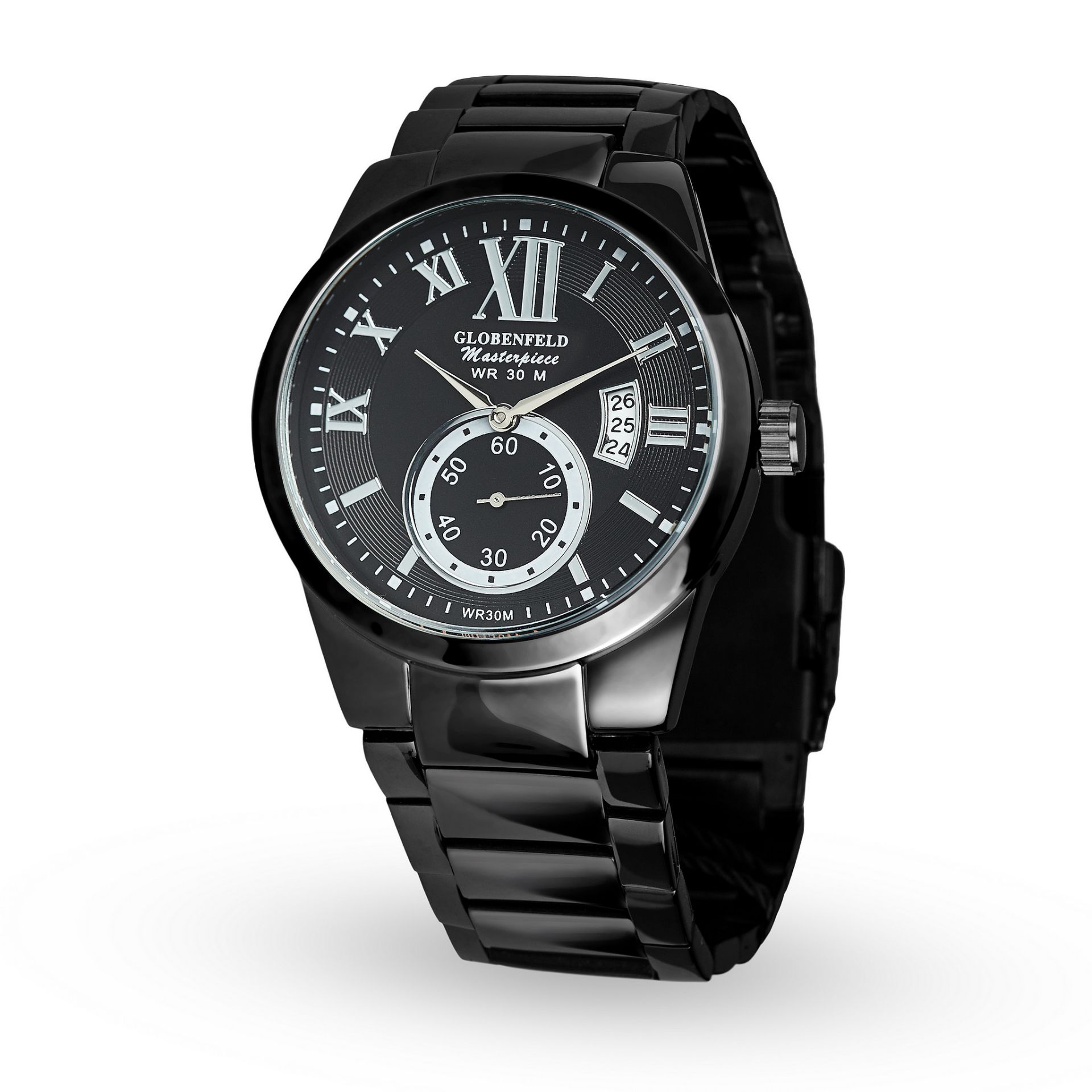 V Brand New Gents Globenfeld Masterpiece Black with Box and Papers RRP £440.00