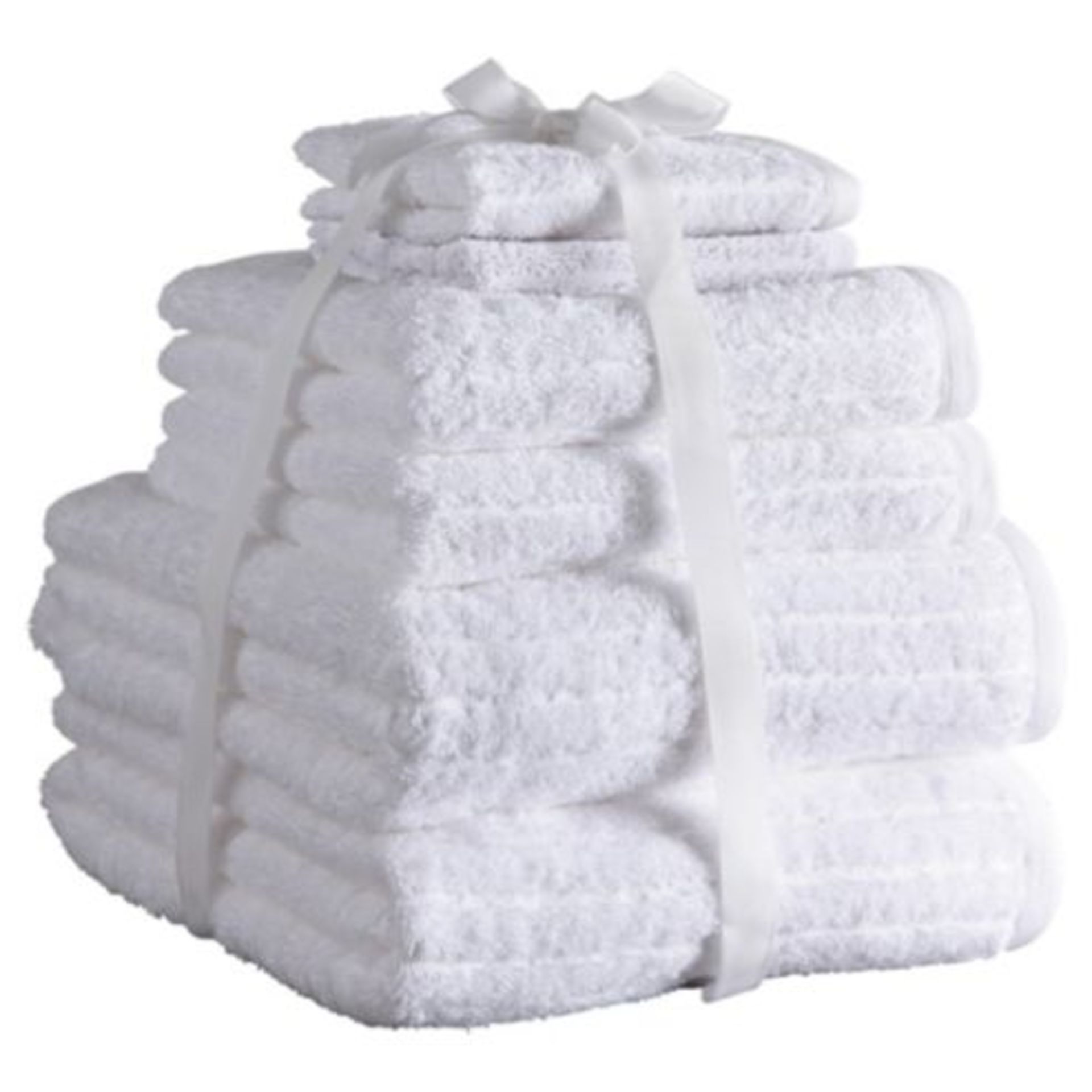 V Brand New Six Piece White Towel Bale Set including 2 Bath Towels 2 Hand Towels and Two Face Towels