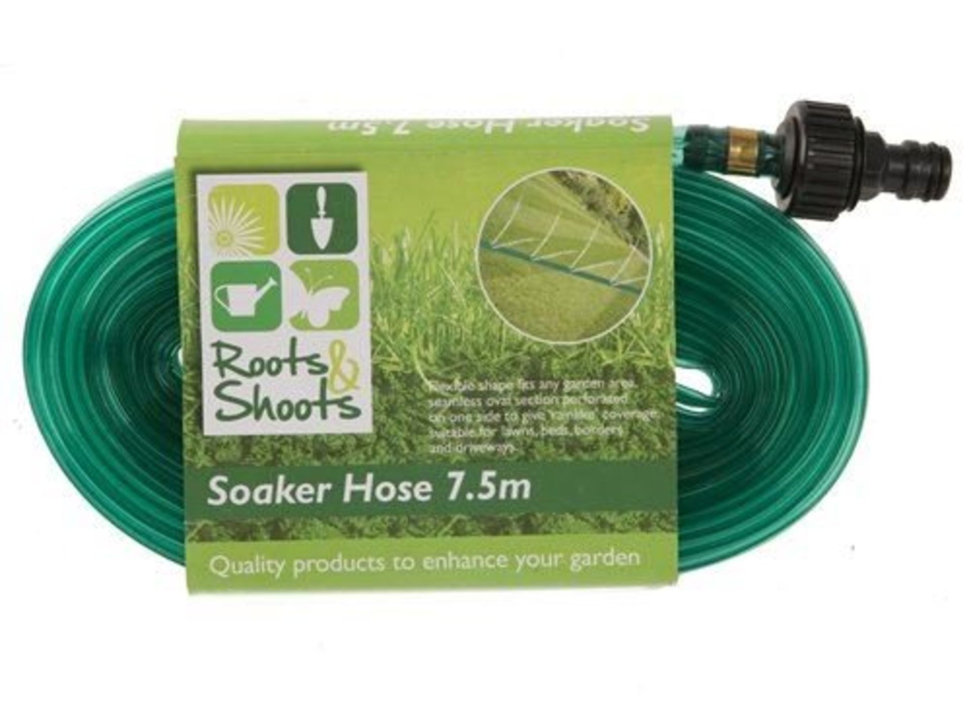V Brand New 7.5 Metre Soaker Hose Oval Hose Perforated On One side To Give Rainlike Coverage X 2