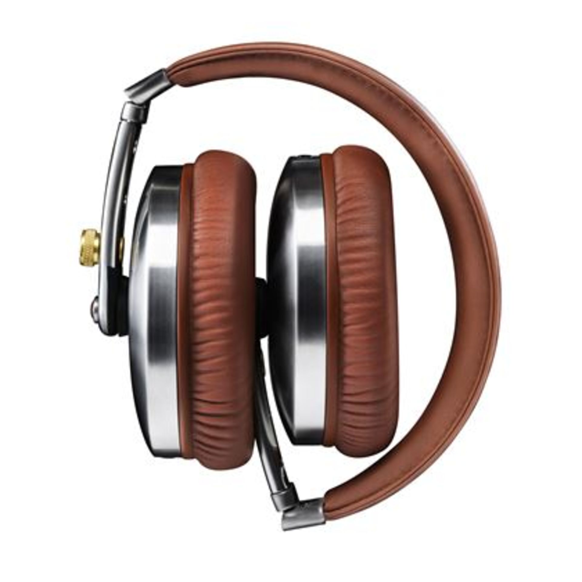 V Brand New Ted Baker Rockall High Performance Folding Over Ear Headphones Brown/Silver Brushed - Image 2 of 3