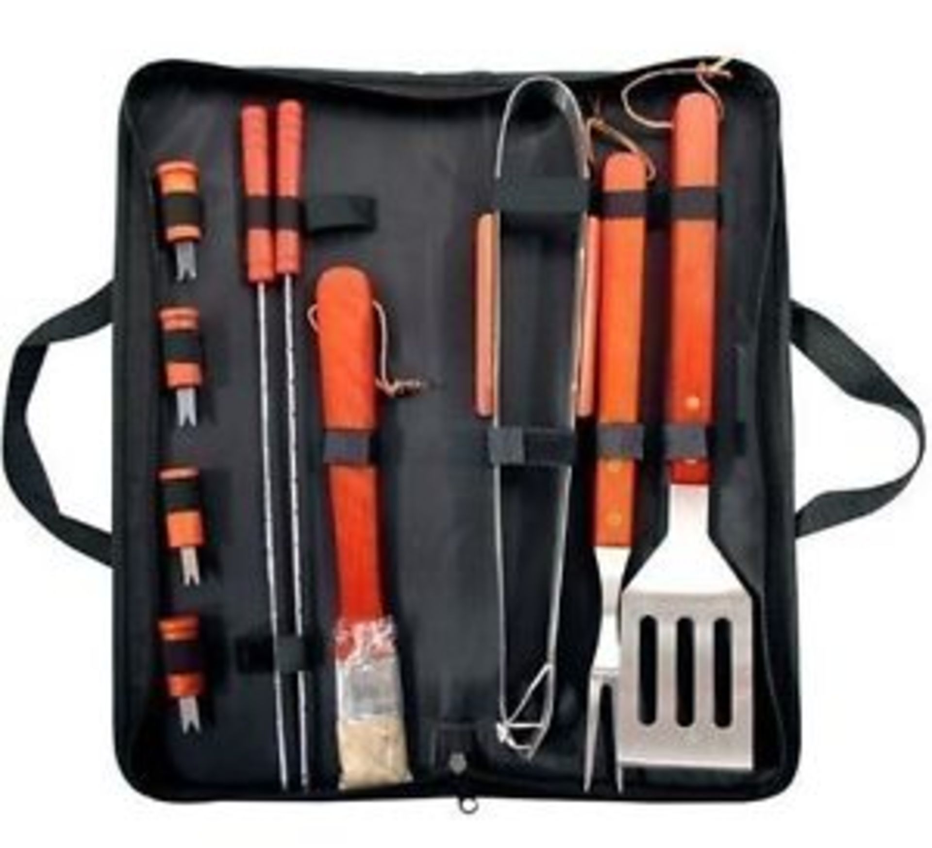 V Brand New Stainless Steel BBQ Toolkit With 11 Pieces in Carry Case Including Tongs - Slice -
