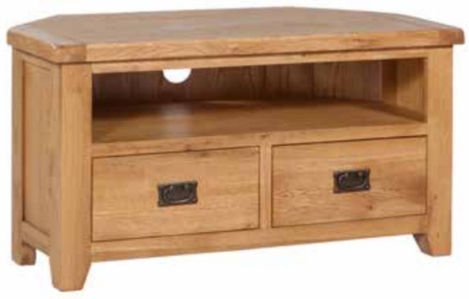 V Brand New Chiswick Oak Corner TV Unit 102w x 51d x 54.5h cms ISP £504.00 (similar at