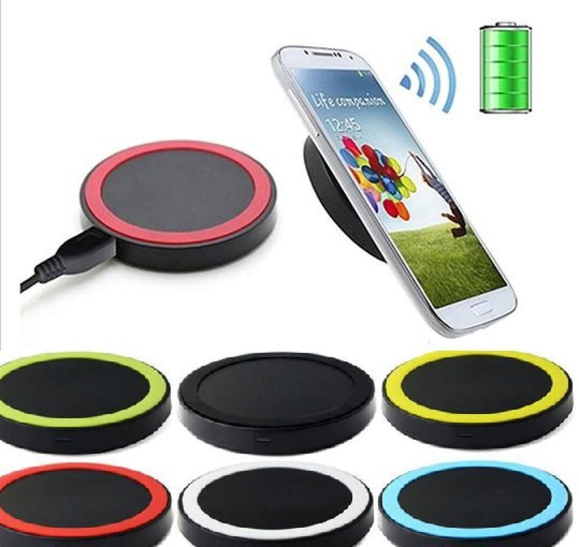 *TRADE QTY* Brand New Wireless Charging Disk For Phones (Some Models May Need Reciever) Colours May