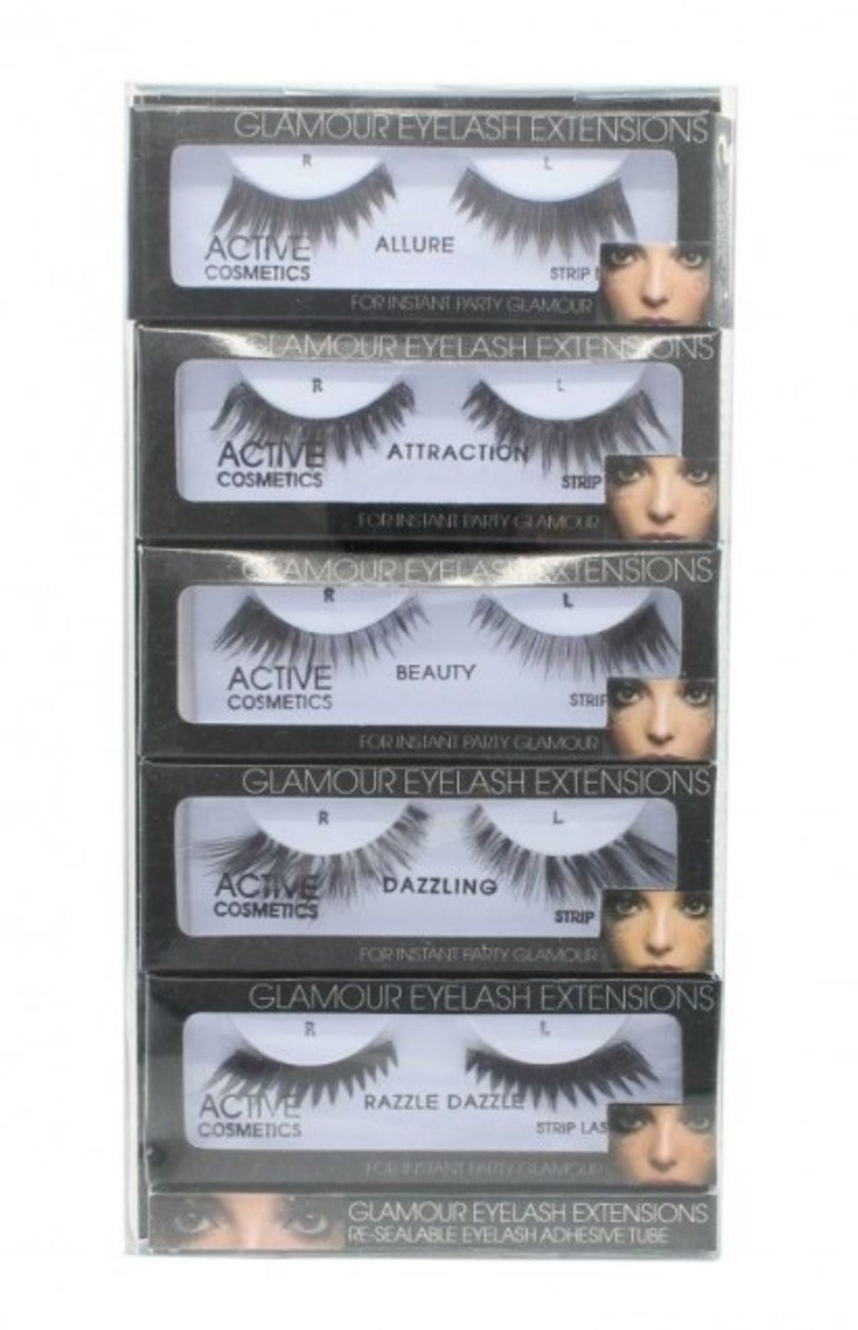 V *TRADE QTY* Brand New Active Glamour Five Sets of EyeLash Extentions with Adhesive Tube X 6 YOUR