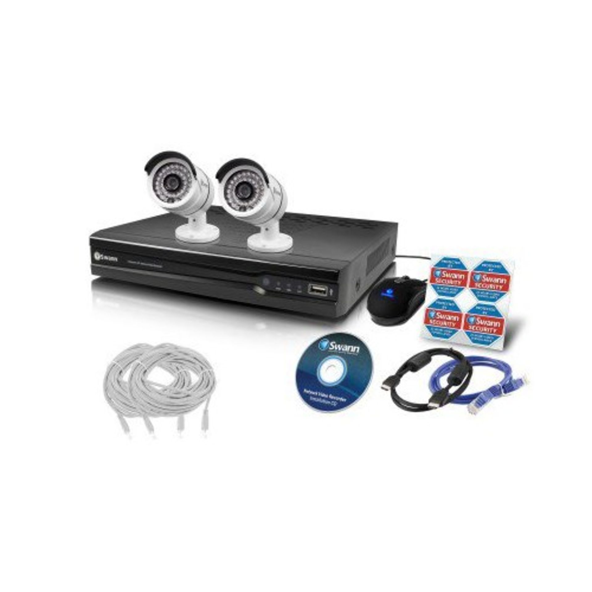 V *TRADE QTY* Brand New Swann HD NVR IP POE CCTV Security System With Two HD 720p Weatherproof