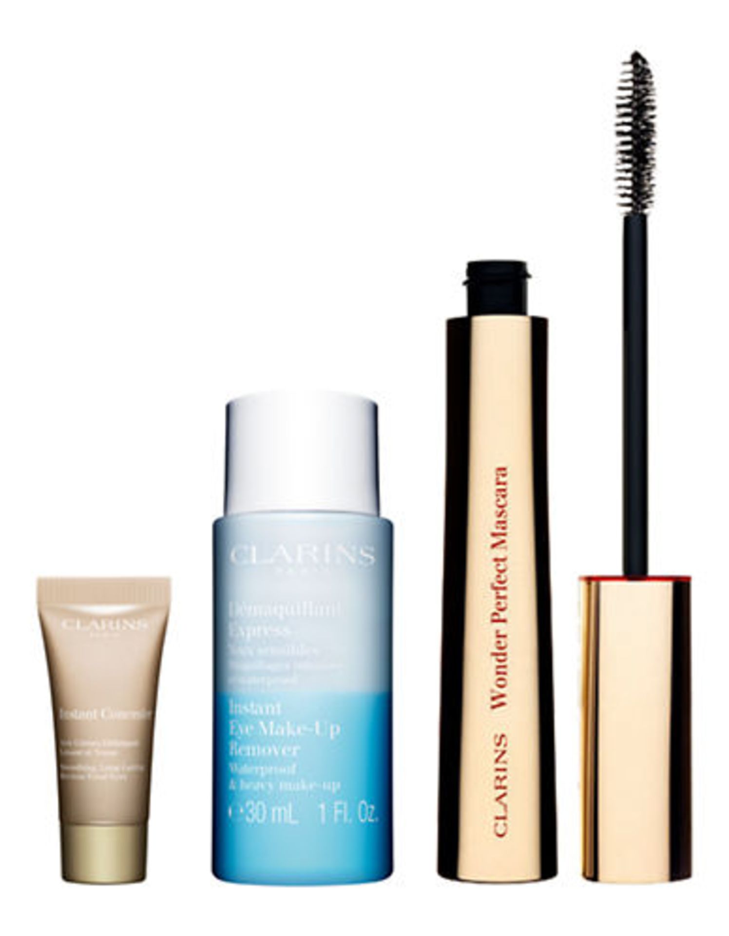 V Brand New Clarins Wonder Perfect Mascara Set Icludes Eye Make-Up Remover and Instant Concealer
