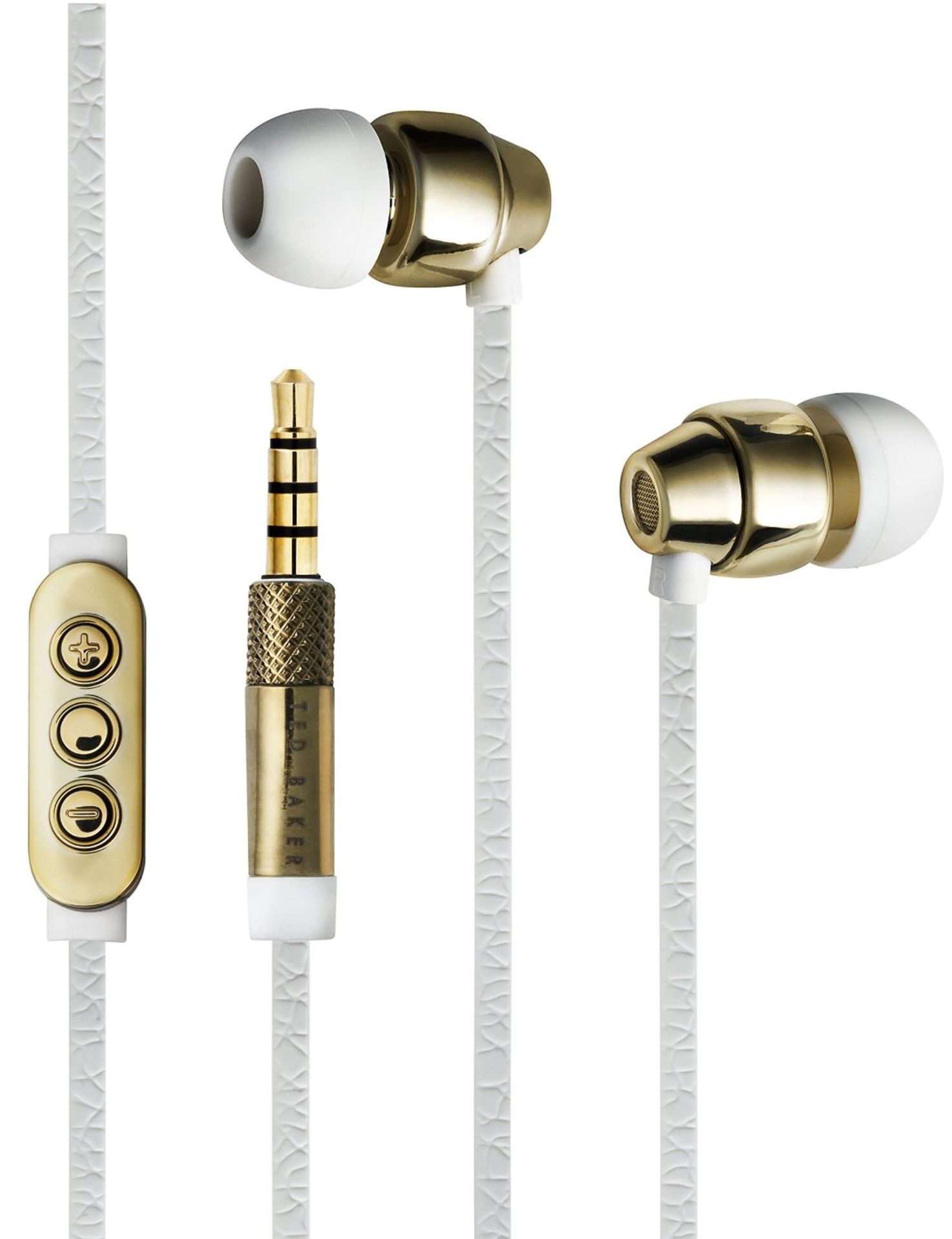 V Brand New Ted Baker Dover High Performance In-Ear Earphones White/Gold RRP £59.99 Amazon Price £
