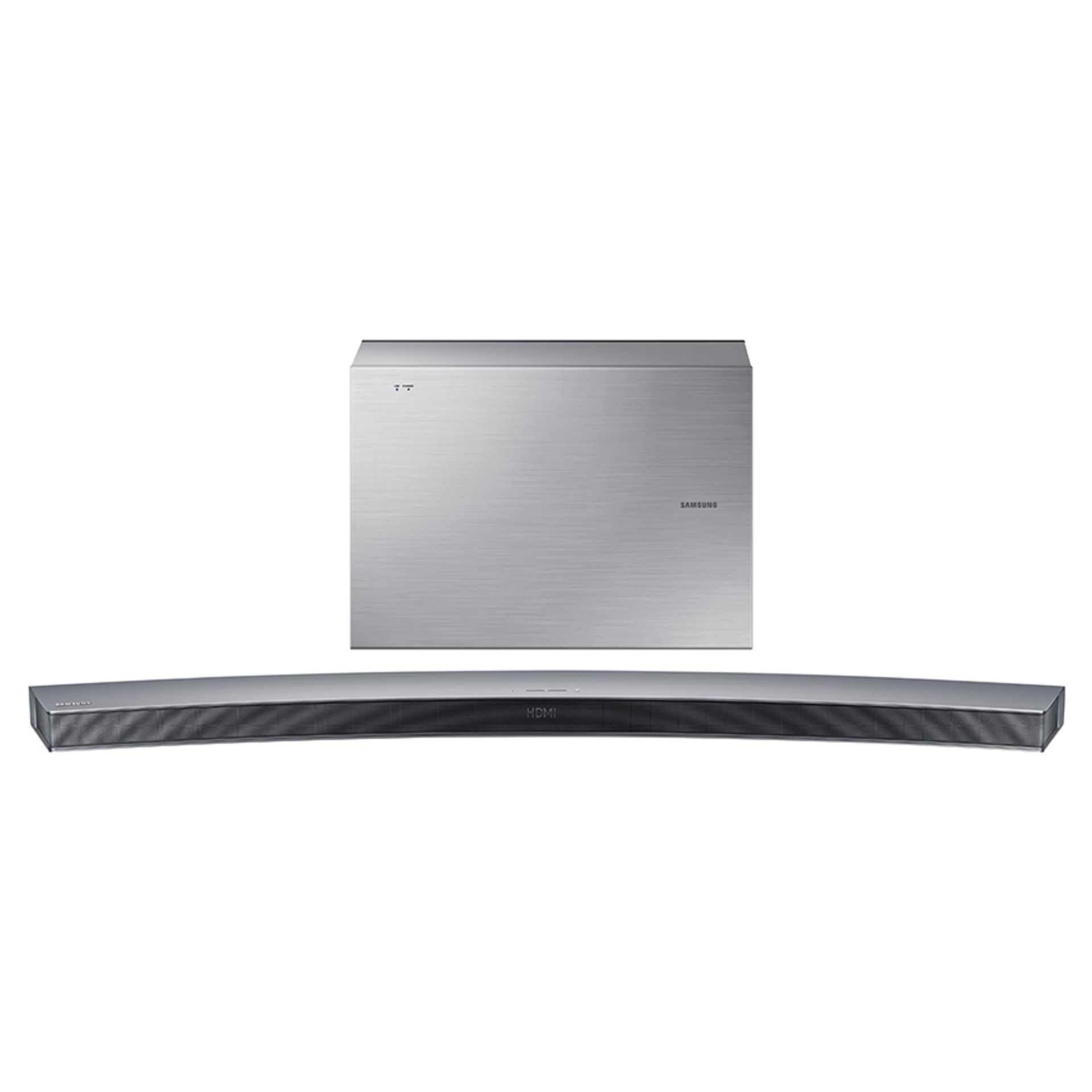 V Brand New Samsung 6.1Ch Wireless 300W Silver Curved Soundbar And Subwoofer With Bluetooth USB