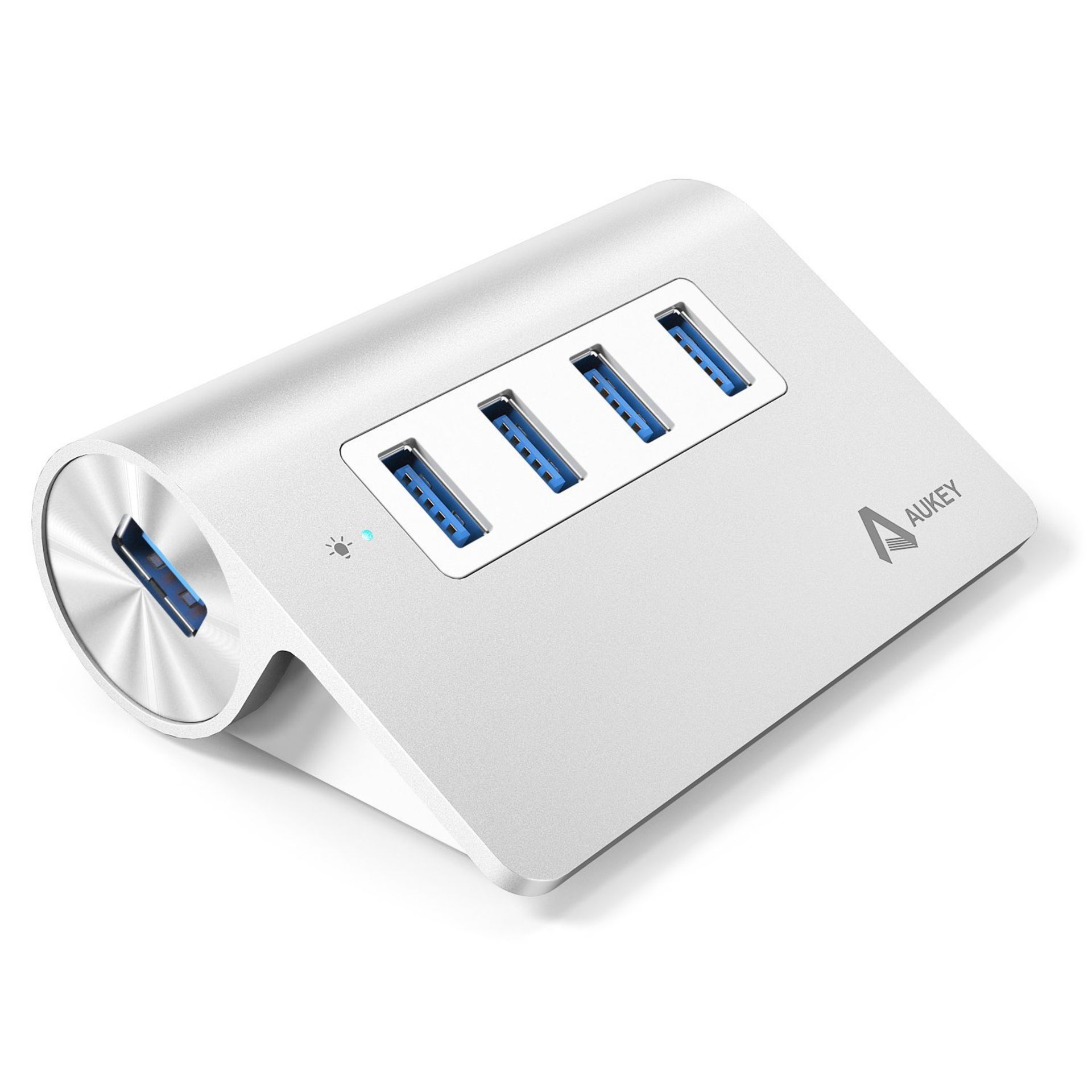 V Brand New Aukey Aluminum USB 3.0 4 Port Hub - Transfer Rates up to 5Gbps Amazon Price - £13.79